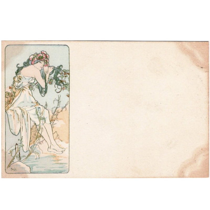 ミュシャ「夏~連作四季ファーストシリーズ」アンティーク絵はがき