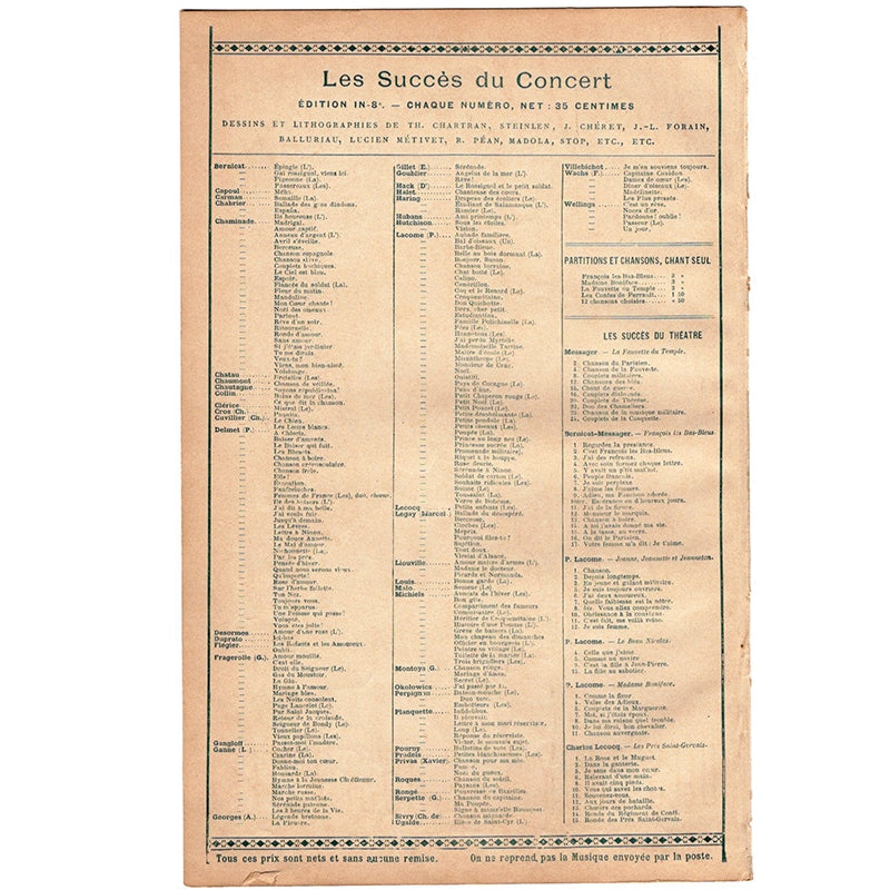 Chanson sheet music "When I grow old" by Steinlen