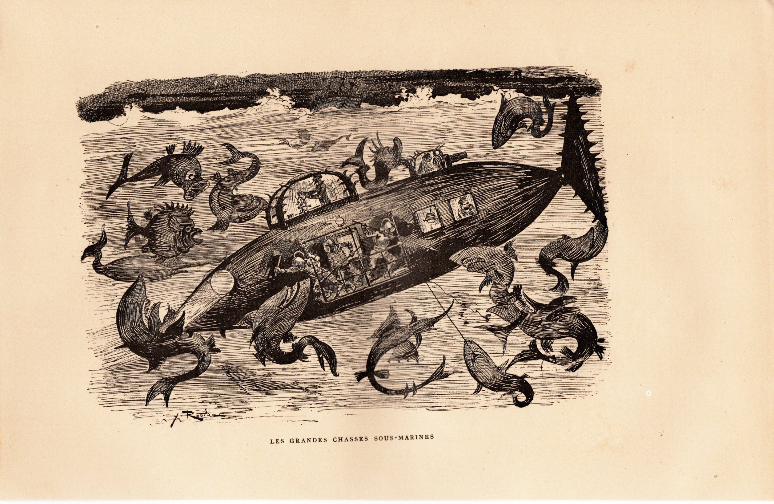 アルベール・ロビダ「潜水漁」『20世紀』より