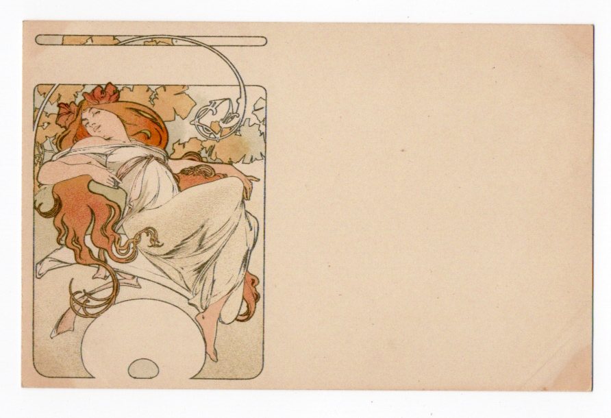 アルフォンス・ミュシャ「ポストカードのためのデザイン」アンティーク絵はがき