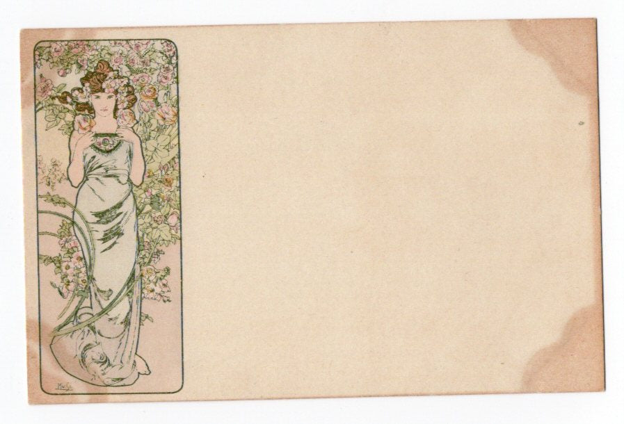 ミュシャ「薔薇」アンティーク絵はがき