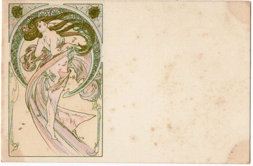 ミュシャ「ダンス」アンティーク絵はがき