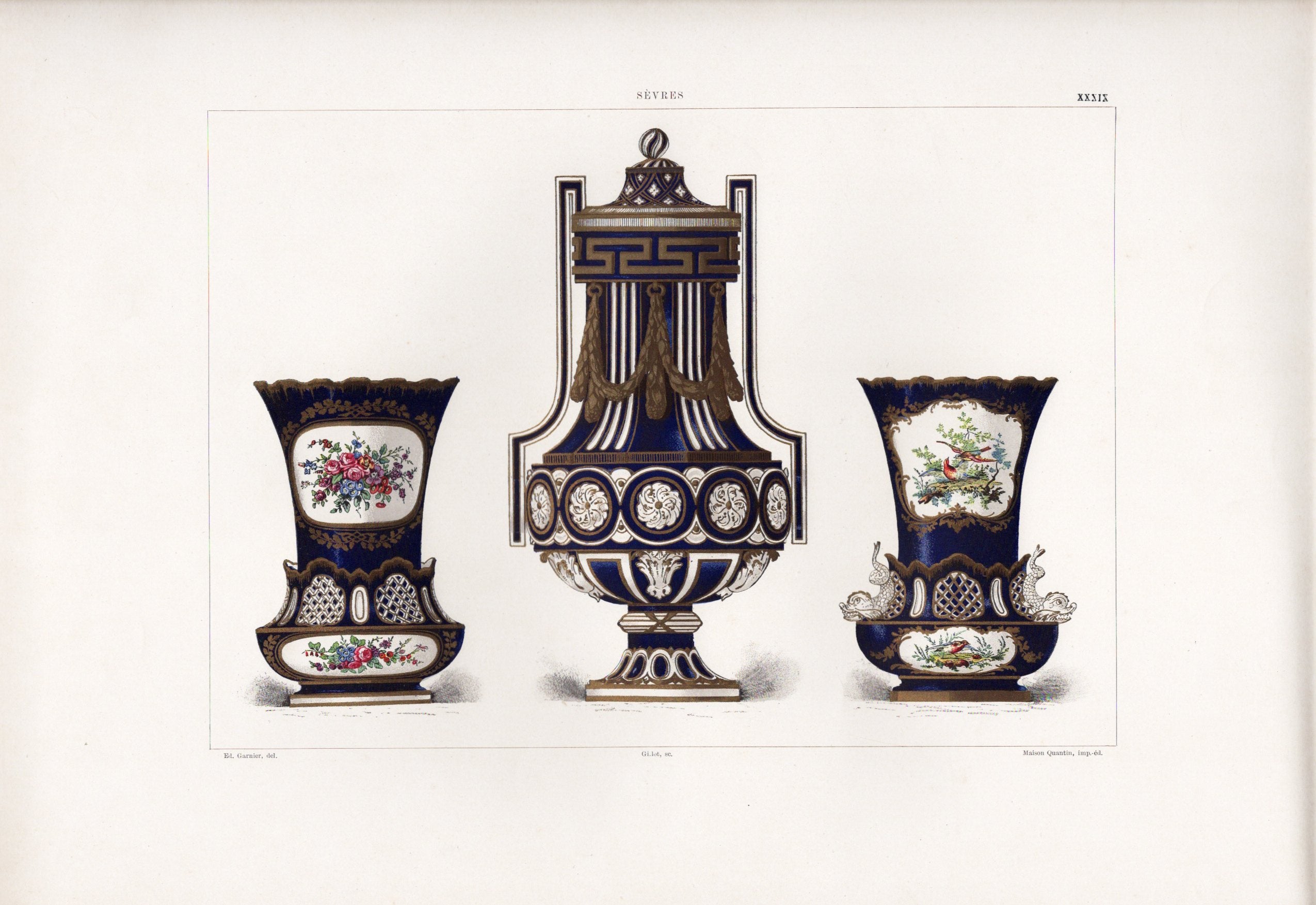 セーブルの軟質磁器「花瓶」プレートNo.39