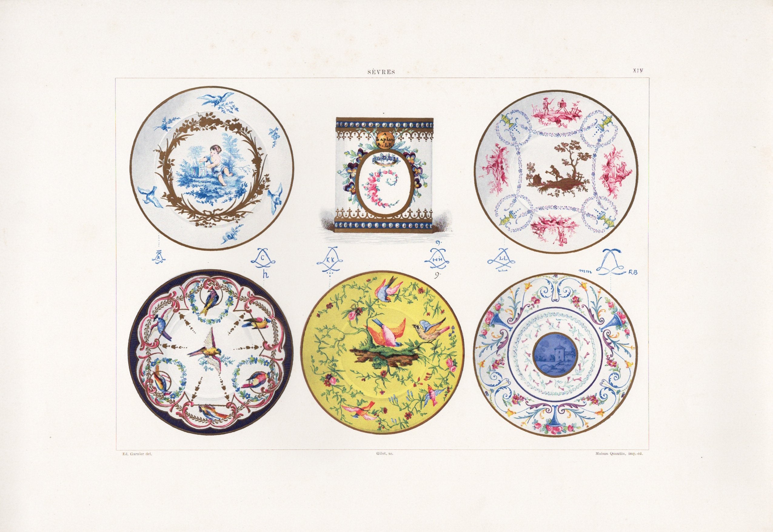 セーブルの軟質磁器「例外的な装飾」プレートNo.14