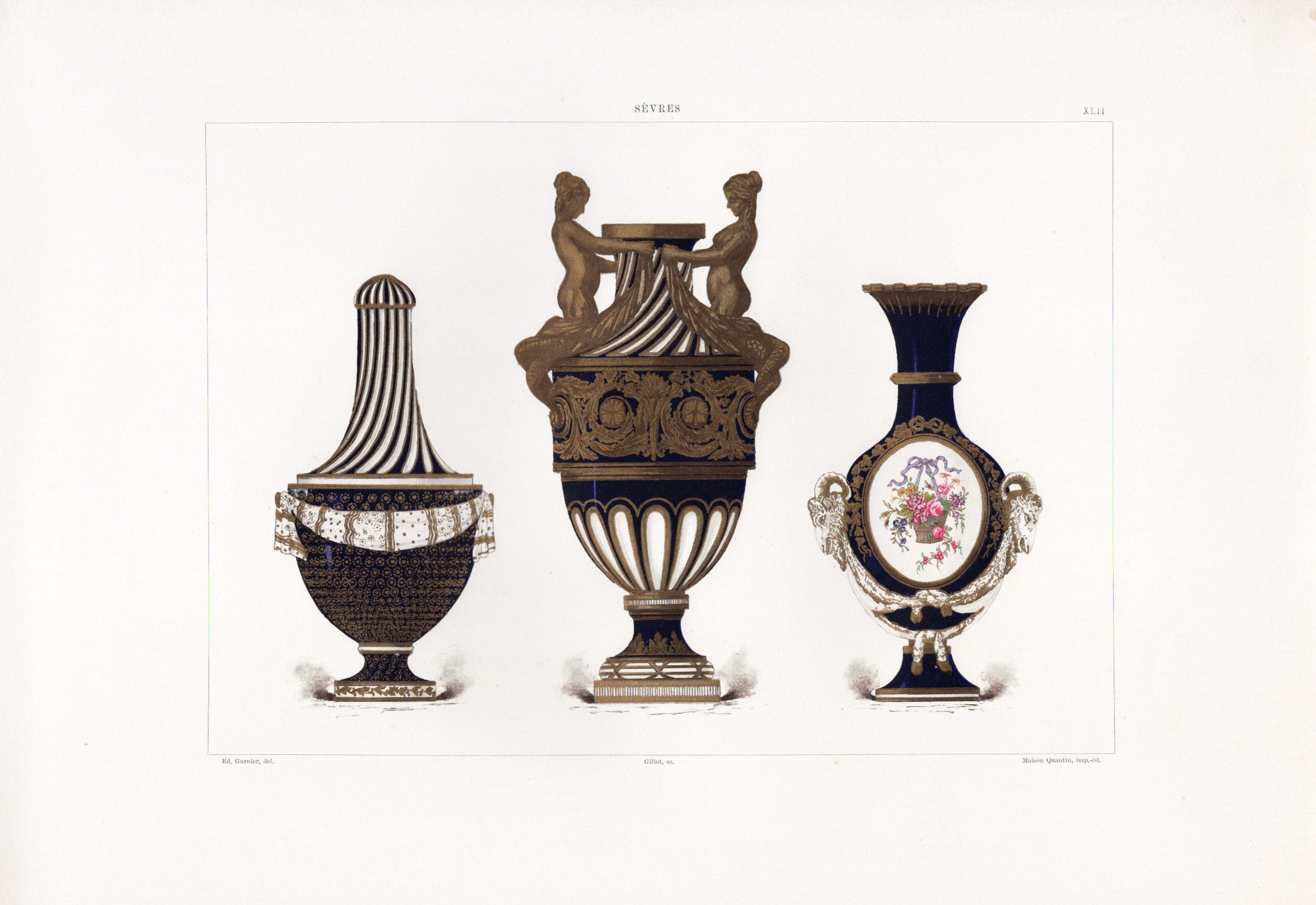 セーブルの軟質磁器「花瓶」プレートNo.42