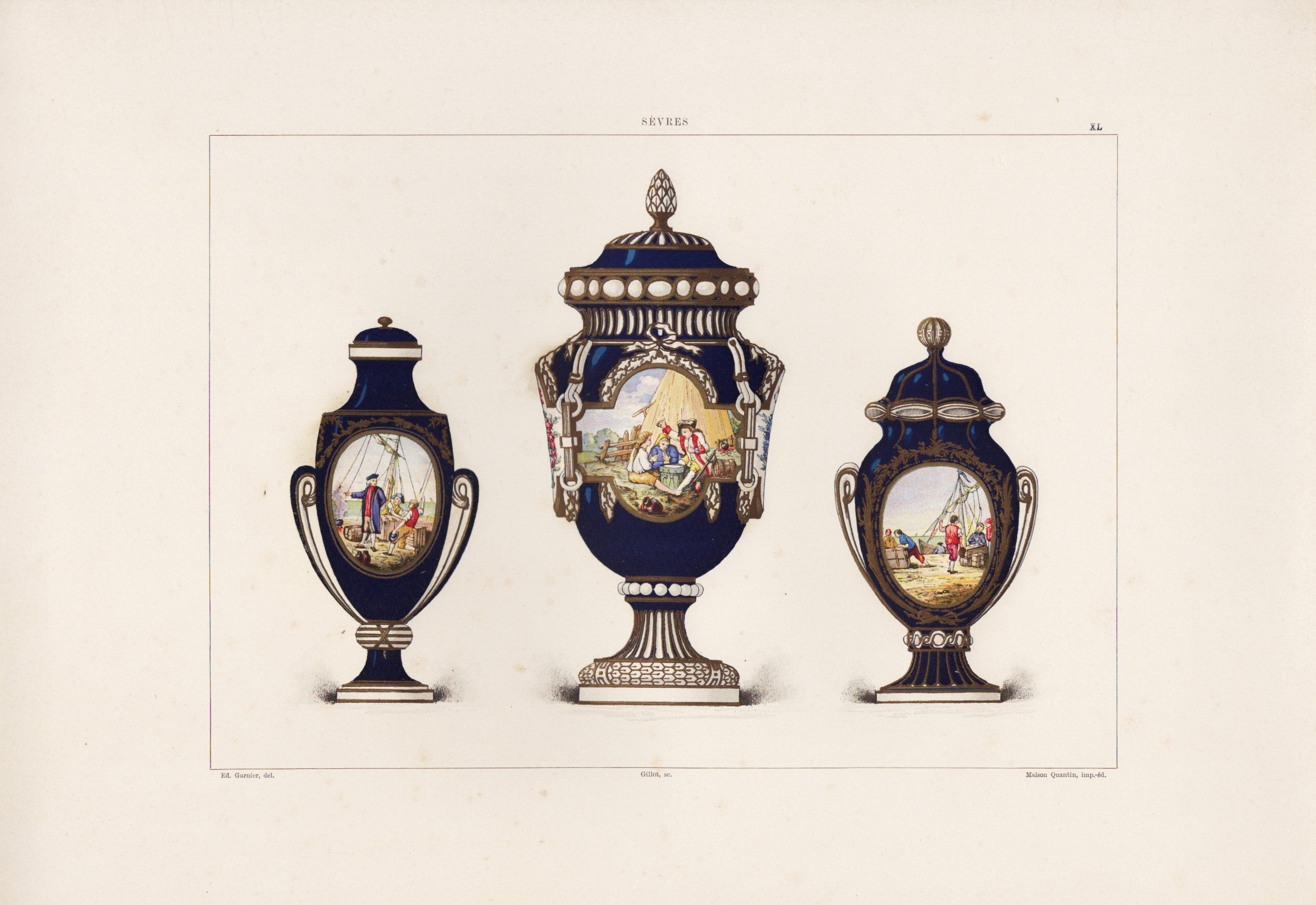 セーブルの軟質磁器「壺」プレートNo.40