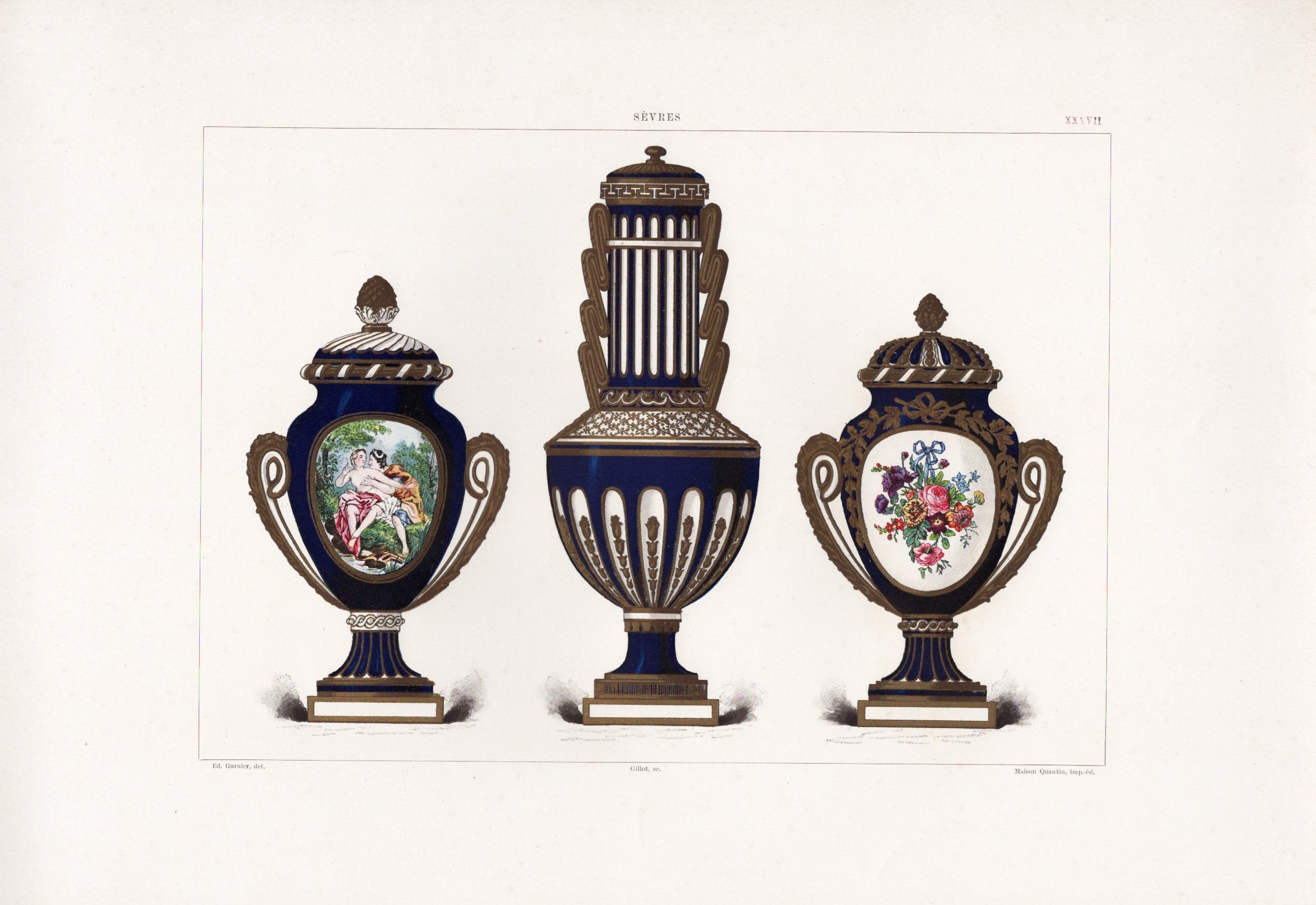 セーブルの軟質磁器「3つの壺」プレートNo.37