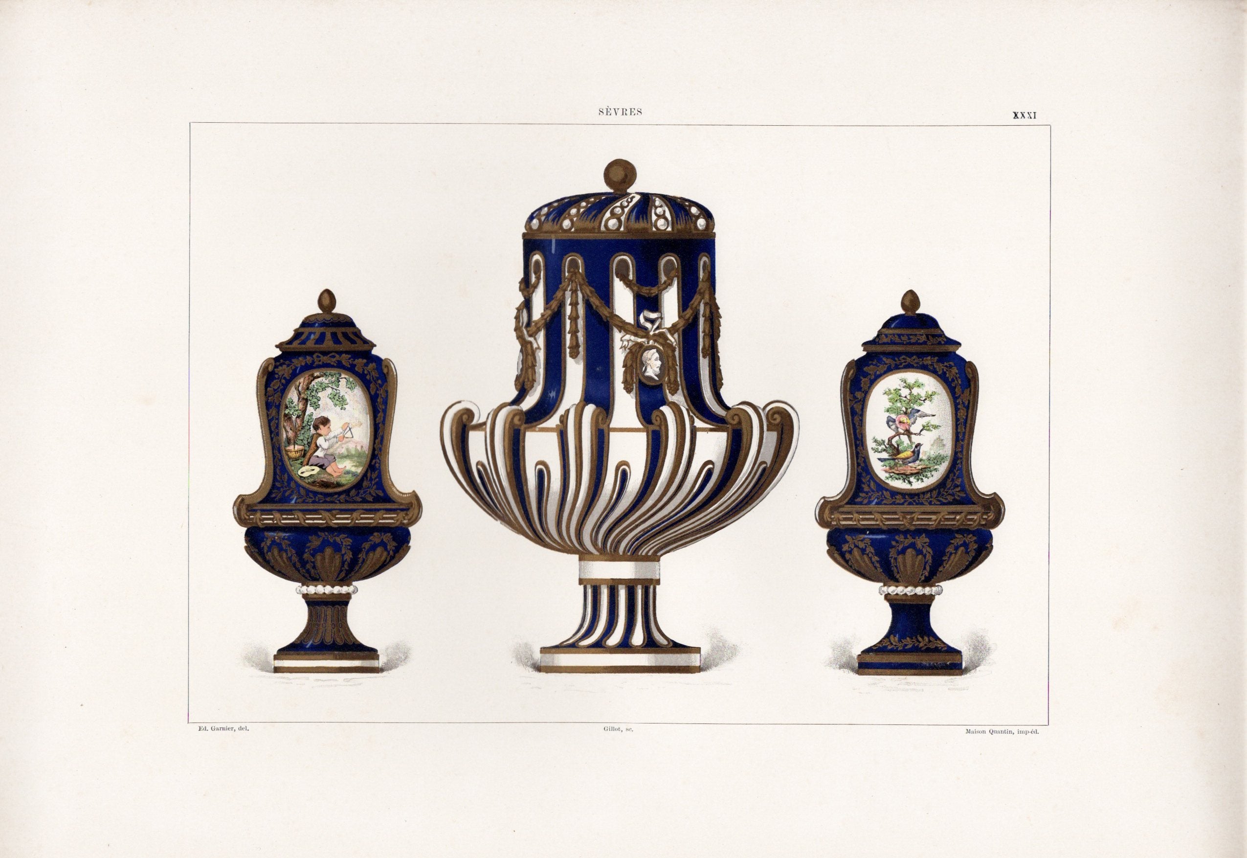 セーブルの軟質磁器「3つの壺」プレートNo.31