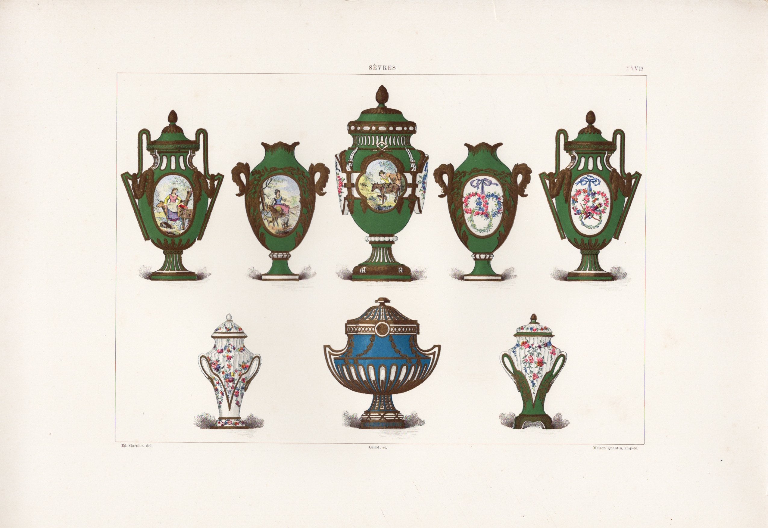 セーブルの軟質磁器「8つの壺」プレートNo.27