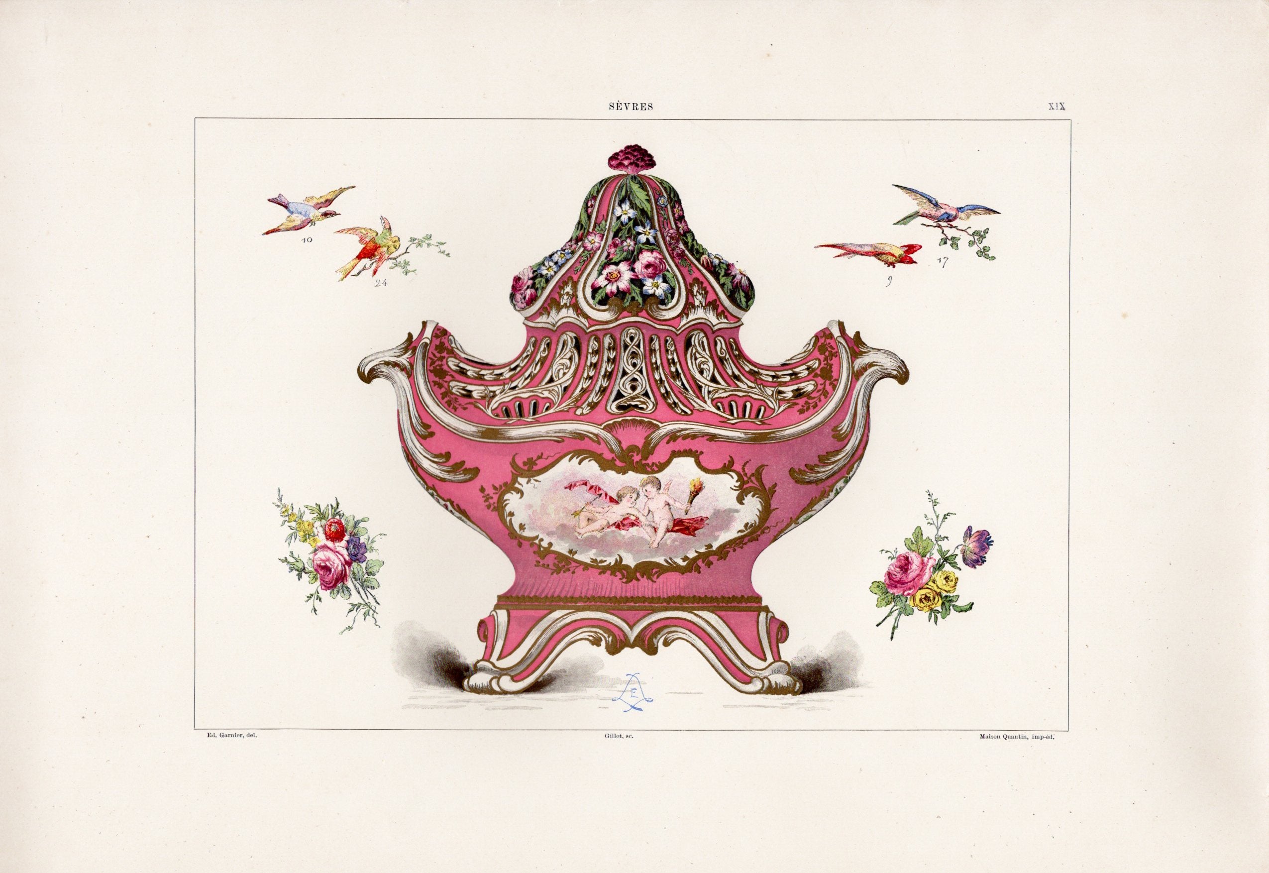 セーブルの軟質磁器「ポプリの壺」プレートNo.19