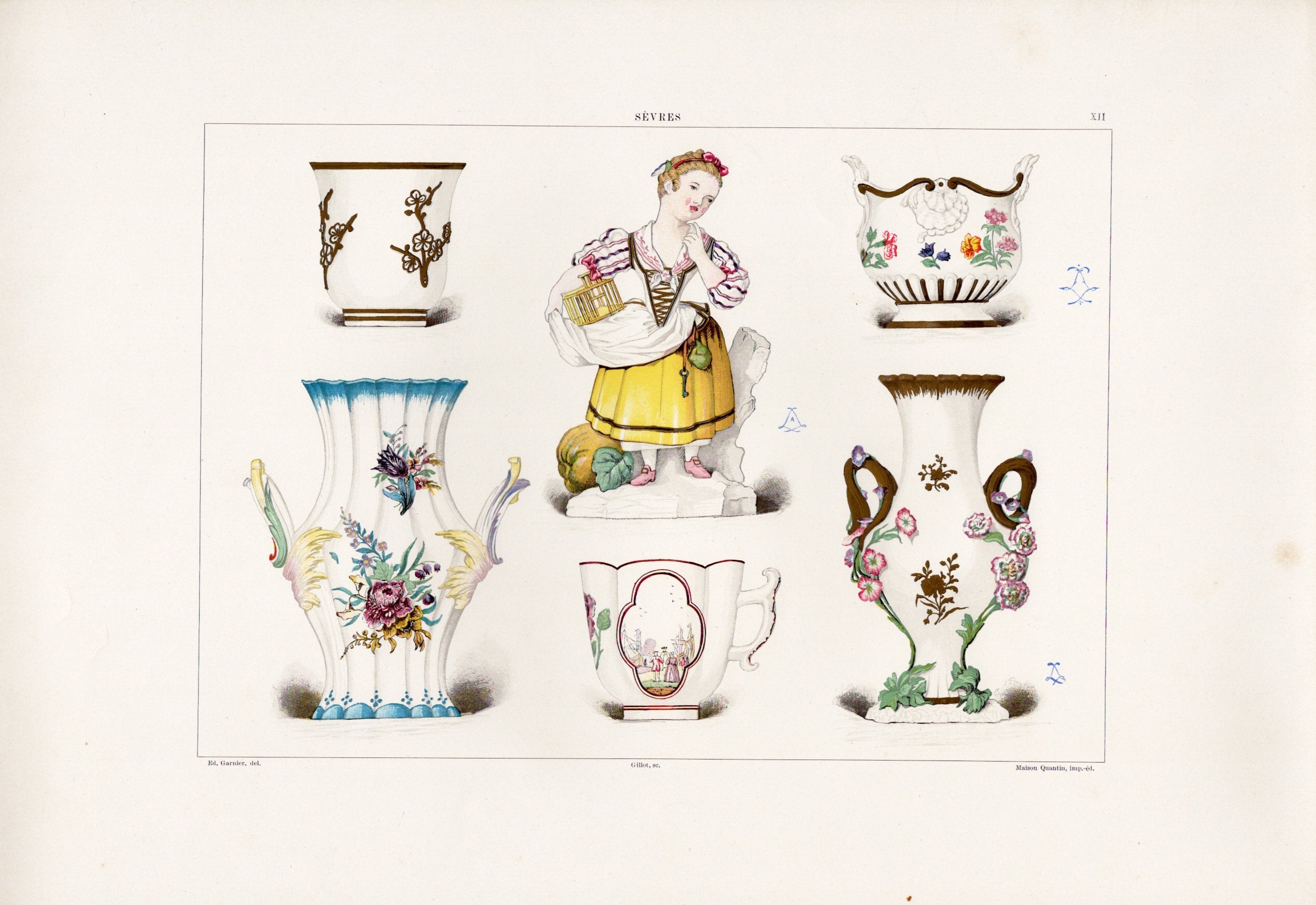 セーブルの軟質磁器「DEBUTS DE LA FABRICATION」(初期の製造作品)プレートNo.12