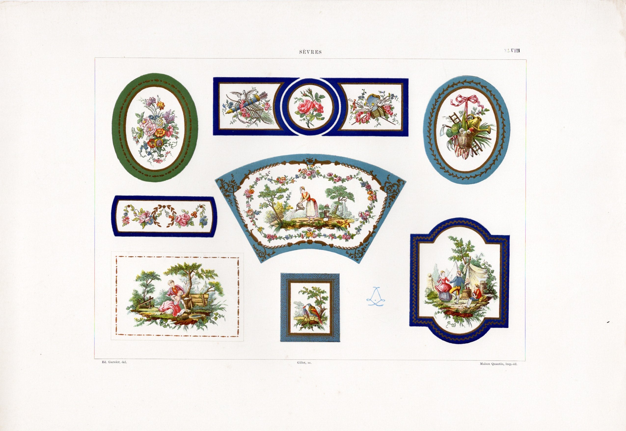 セーブルの軟質磁器「家具の装飾プレート」 プレートNo.48