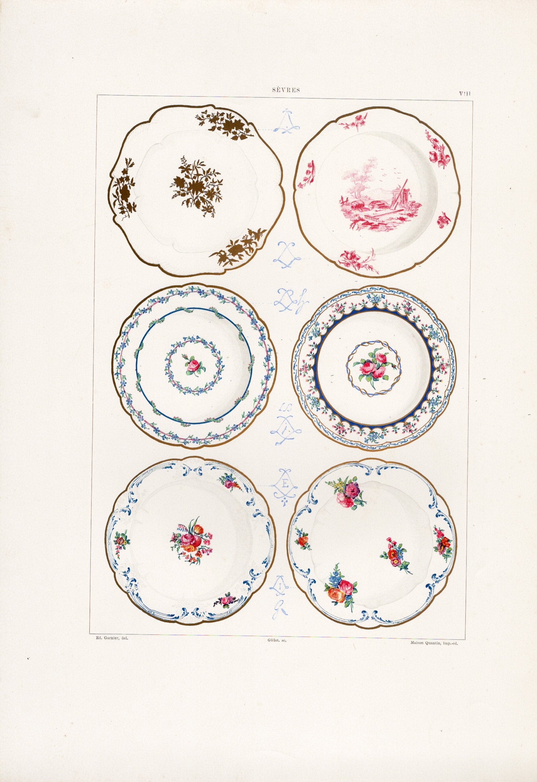 セーブルの軟質磁器「6つの皿」プレートNo.8