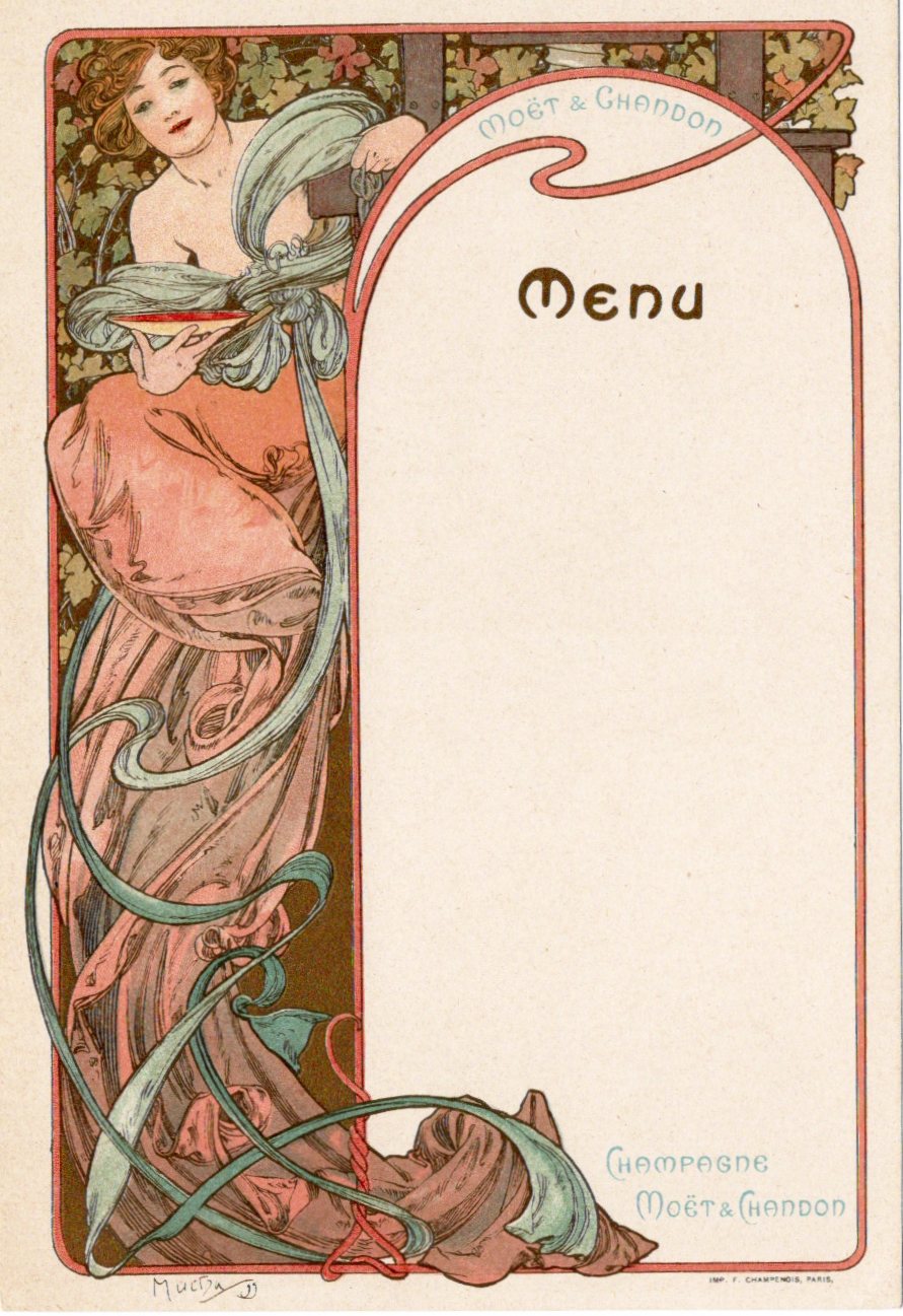 ミュシャ「モエ・エ・シャンドン メニュー」(赤)