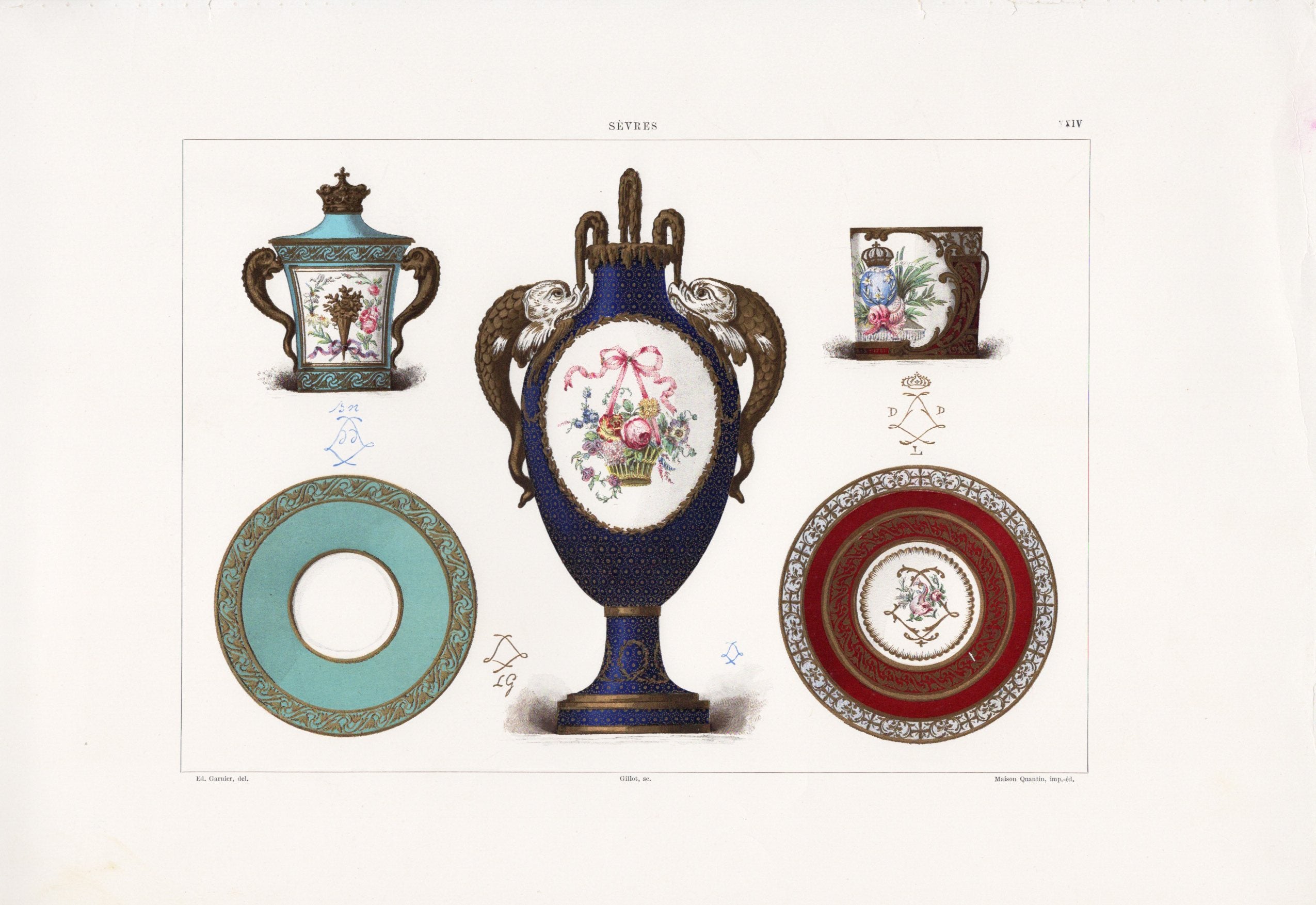 セーブルの軟質磁器「ルイ16世とマリー・アントワネットの長男、ルイ・ジョゼフの誕生を記念したセーブルの磁器」プレートNo.24