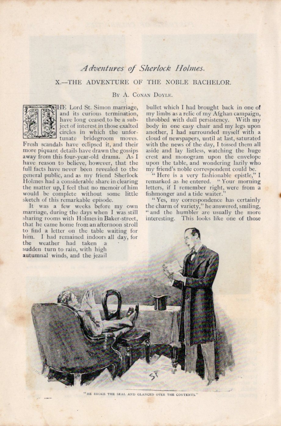 シャーロック・ホームズ《花嫁失踪事件》タイトルページ挿絵/シドニー・パジェット(1892年)