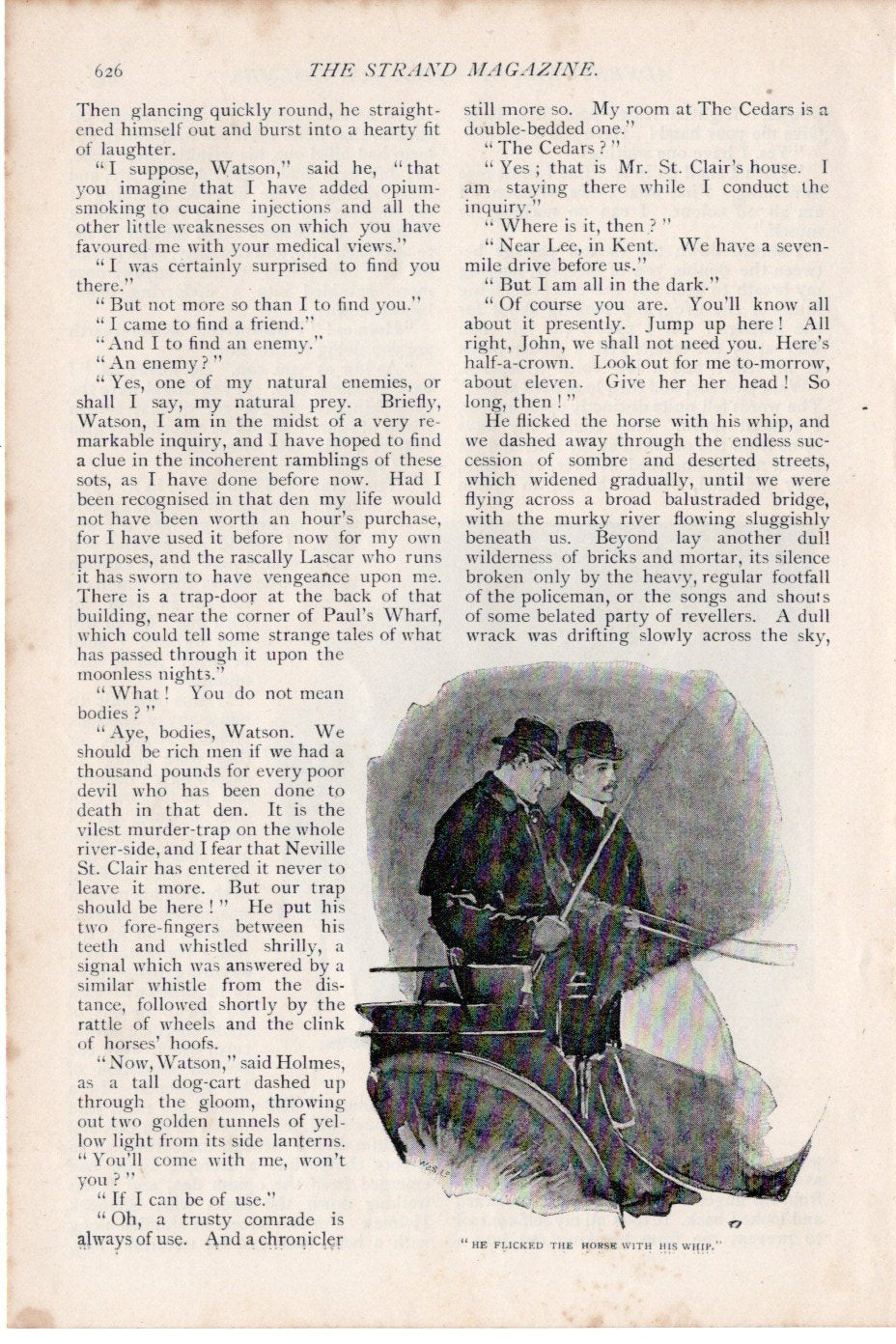 真夜中のロンドンを馬車で駆けるホームズとワトソン