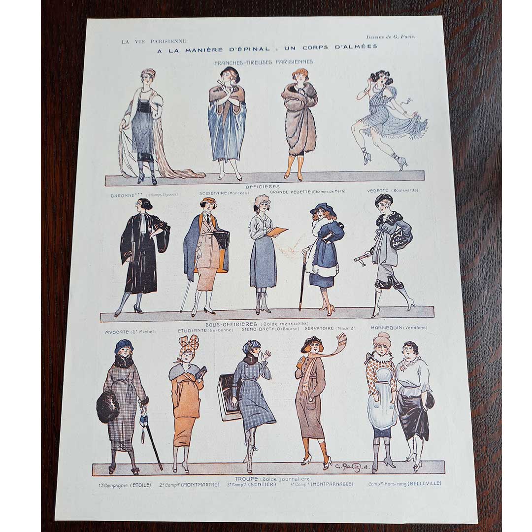 La Vie Parisienne《エピナル風に描く:踊り子部隊(1919年1月18日号)》 G.パヴィ