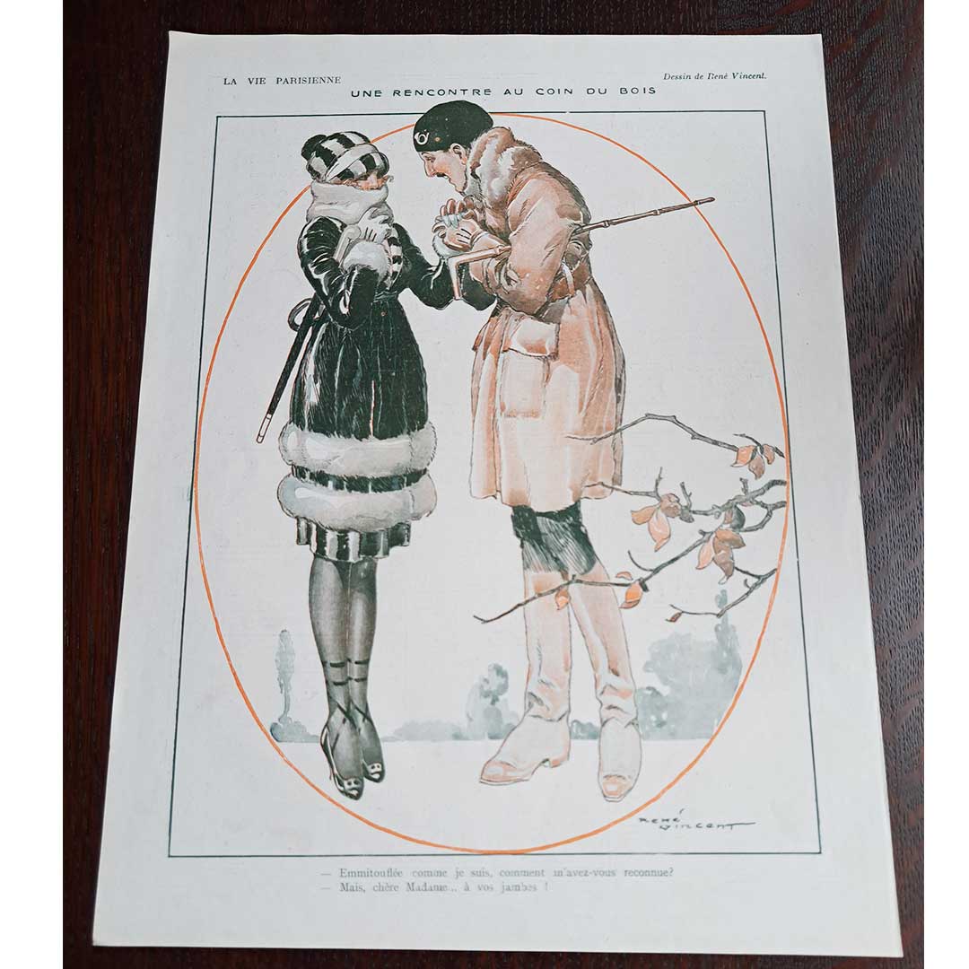 La Vie Parisienne《UNE RECONTRE AU COIN DU BOIS(1919年2月1日号)》ルネ・ヴァンサン