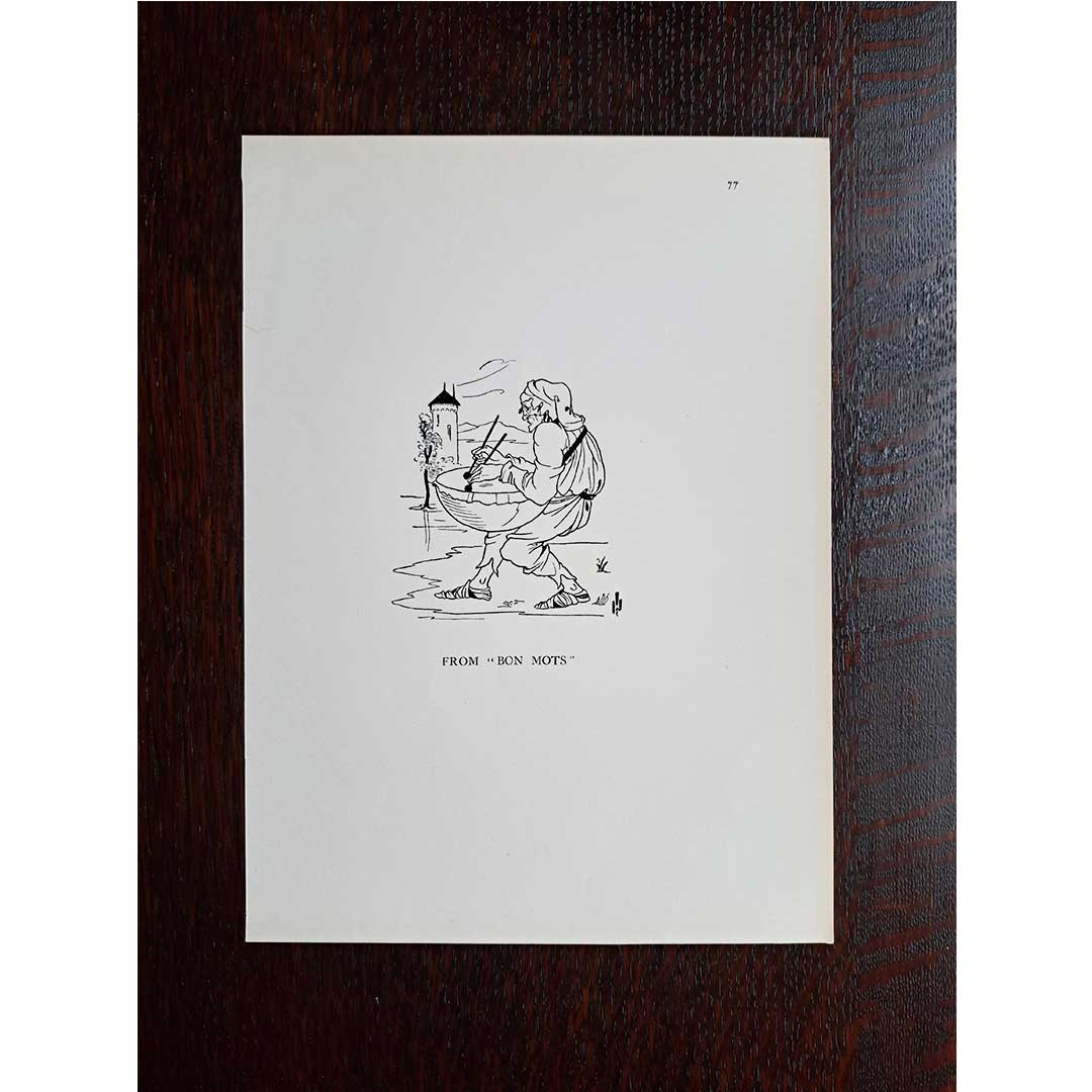 Aubrey Beardsley, "The Clown Drumming," from Bon Mots, 1905