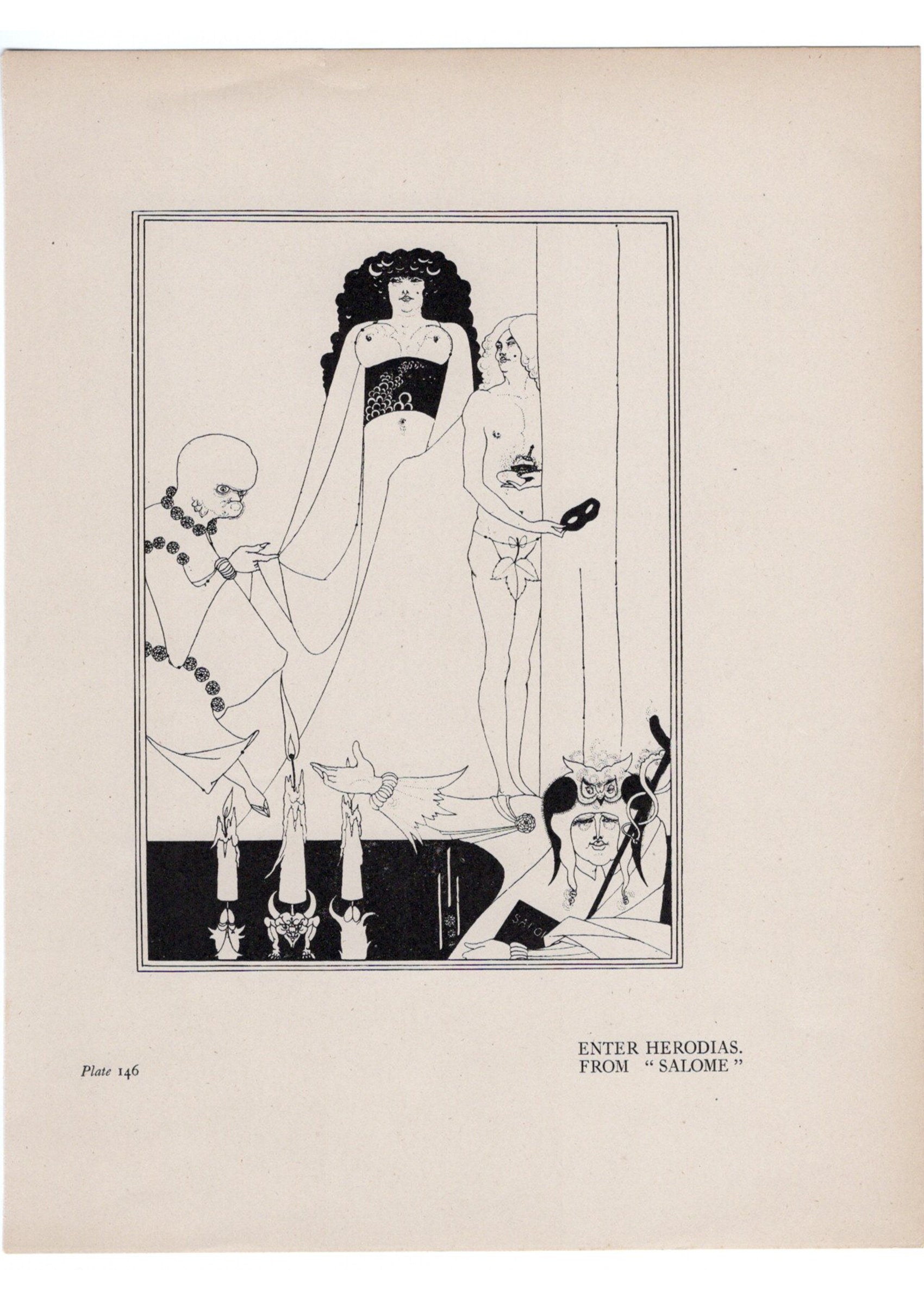 Aubrey Beardsley "The Arrival of Herodias" c.1900 Lineblock