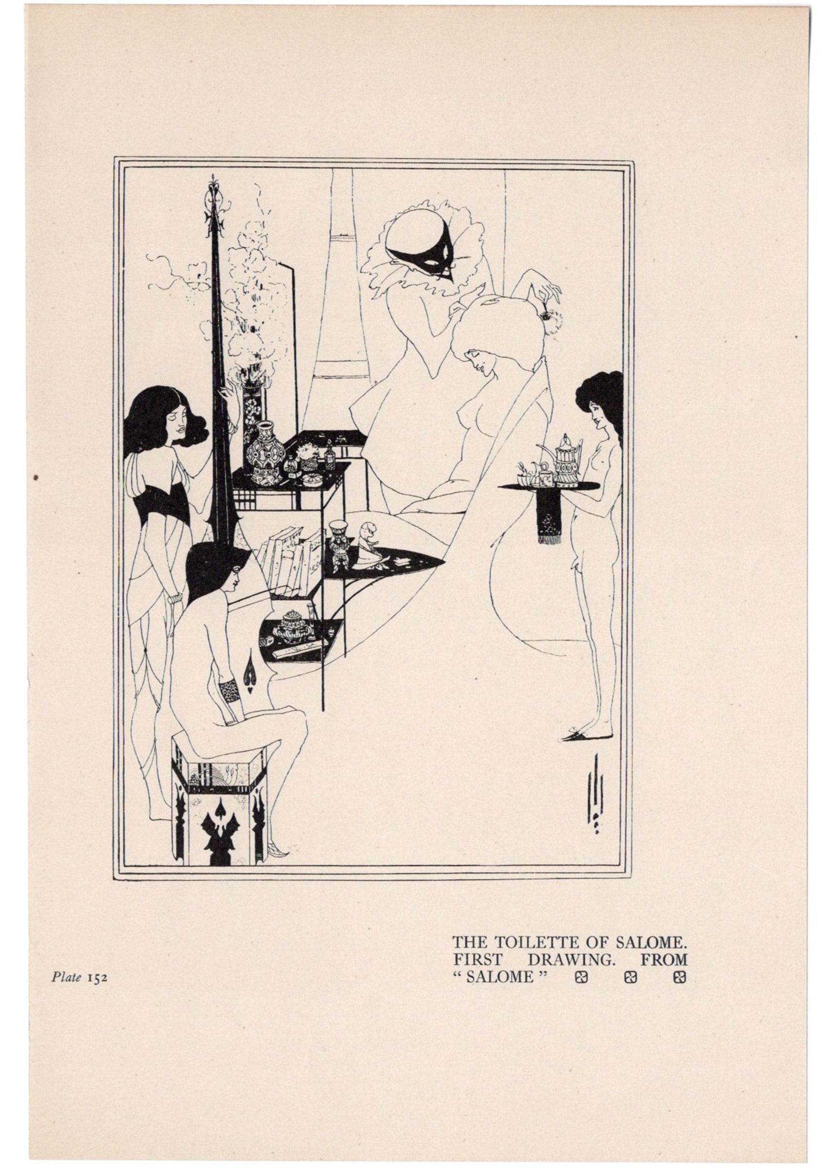 Aubrey Beardsley, "Salome's Makeup (1907 version)", c.1900, line block