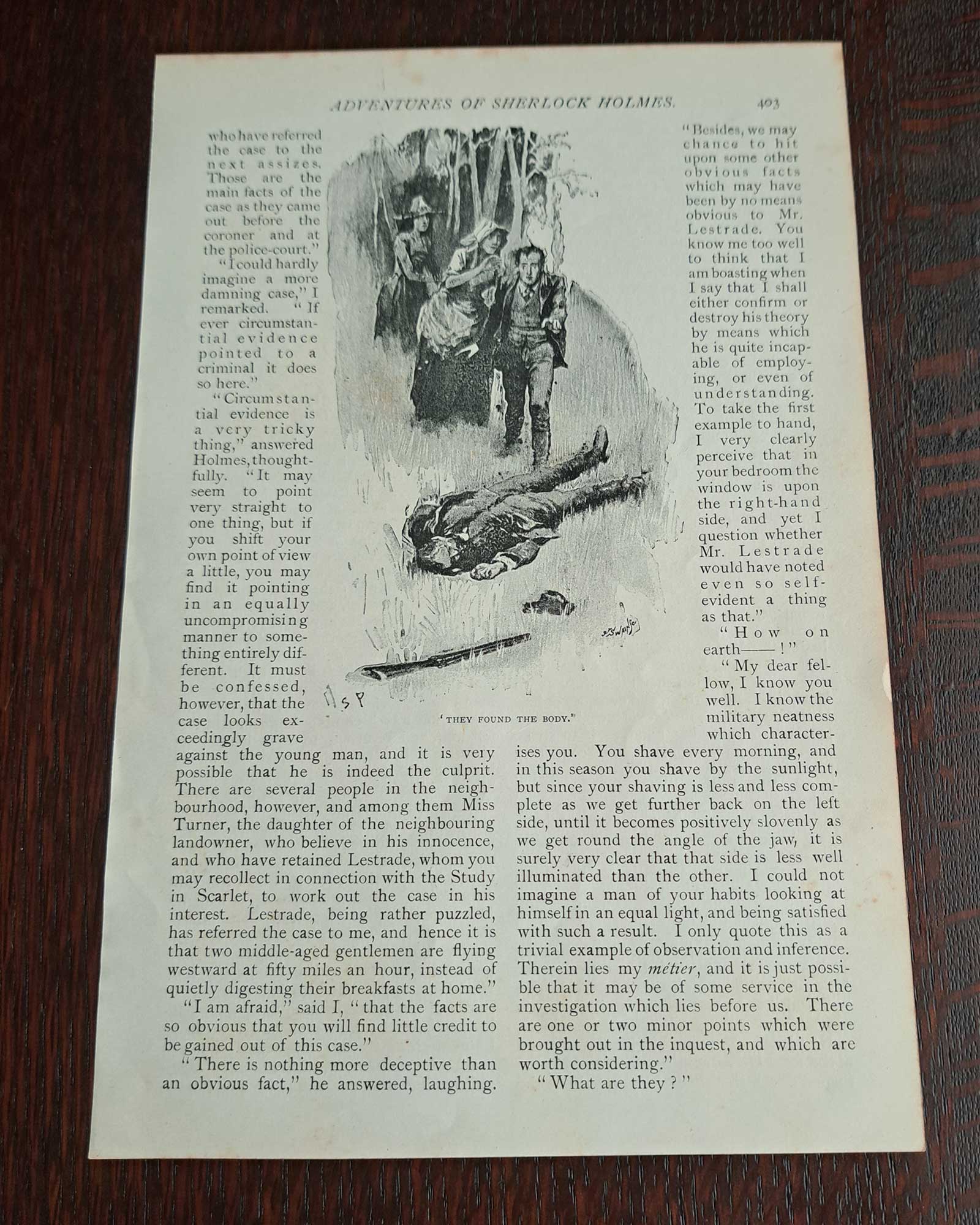 シャーロック・ホームズ《ボスコム渓谷の惨劇》(THEY FOUND THE BODY)/シドニー・パジェット(1891年)