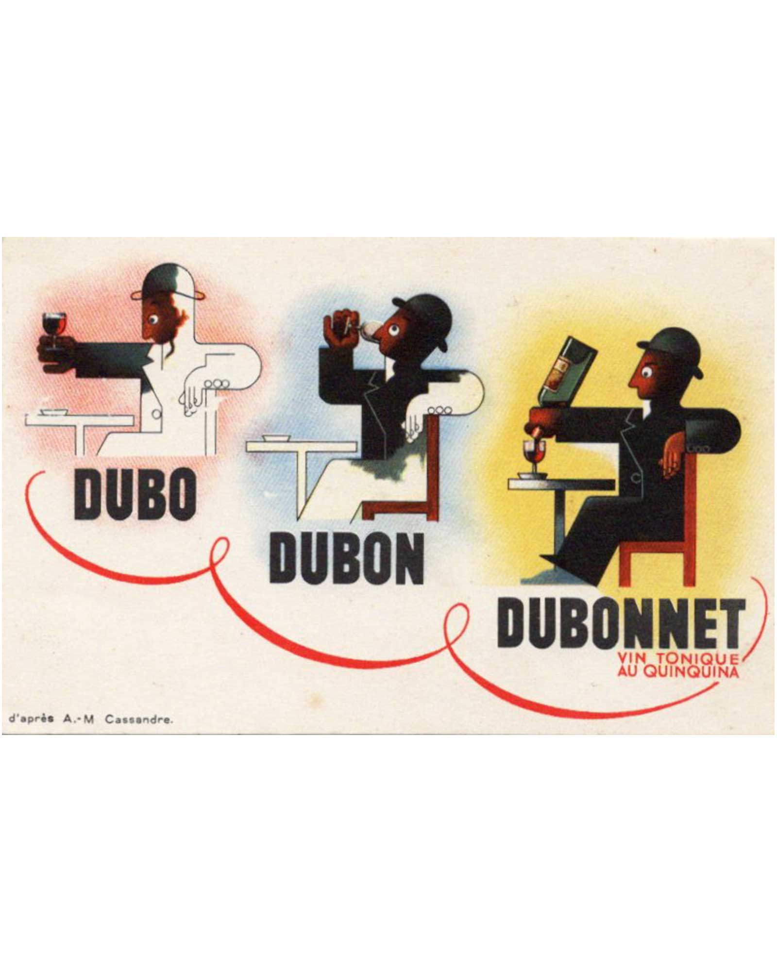 カッサンドル《デュボネ/Dubo Dubon Dubonnet》絵はがき(1930年頃)