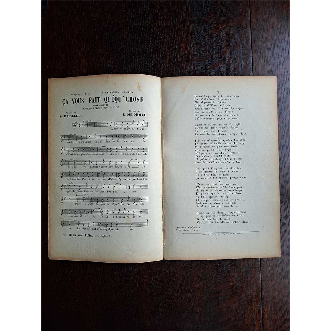 ≪Ca vous fait queou chose≫ 1900年頃 シャンソン楽譜