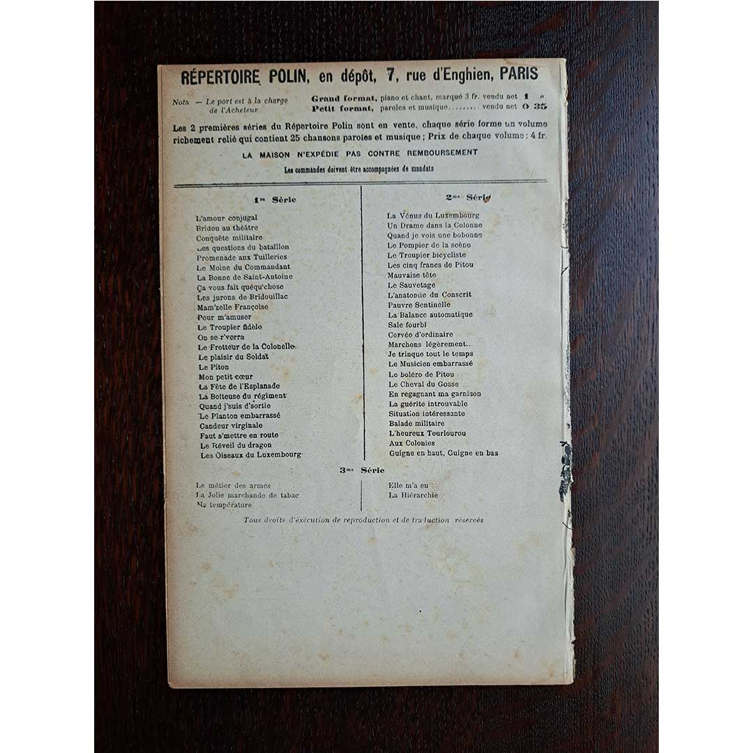 ≪Ca vous fait queou chose≫ 1900年頃 シャンソン楽譜