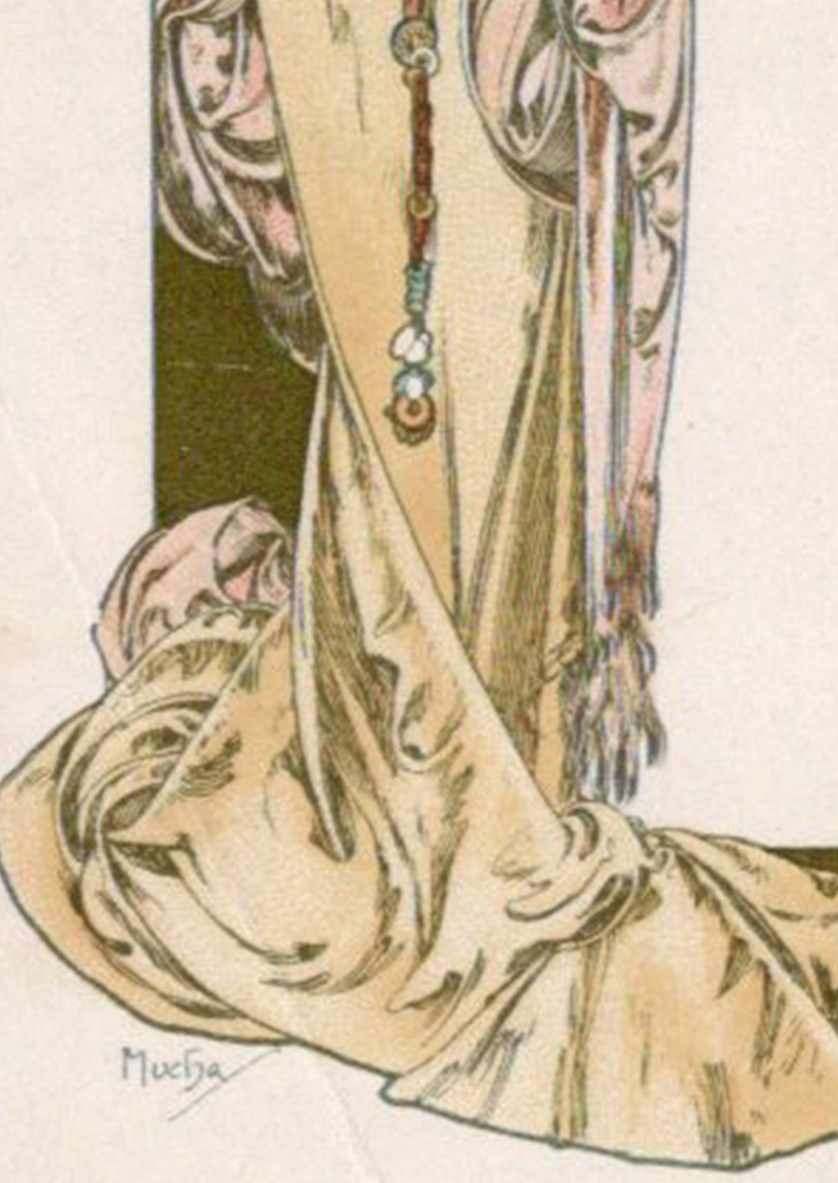 アルフォンス・ミュシャ ≪暦の女神≫ 1900年頃 アンティーク絵はがき