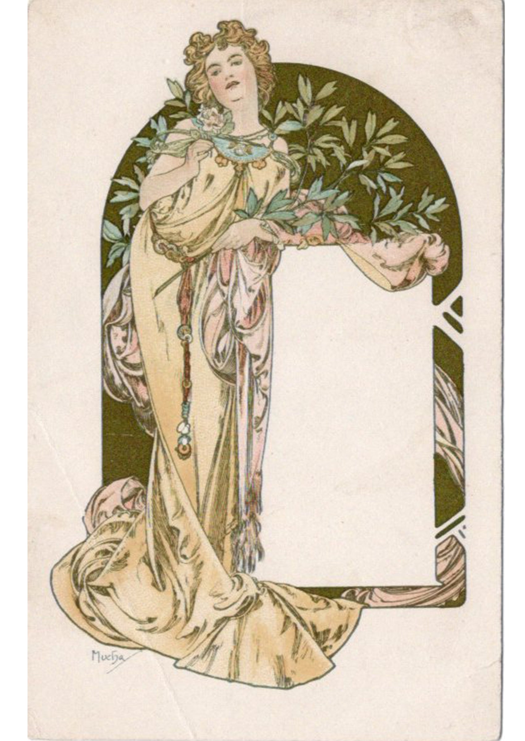 アルフォンス・ミュシャ ≪暦の女神≫ 1900年頃 アンティーク絵はがき