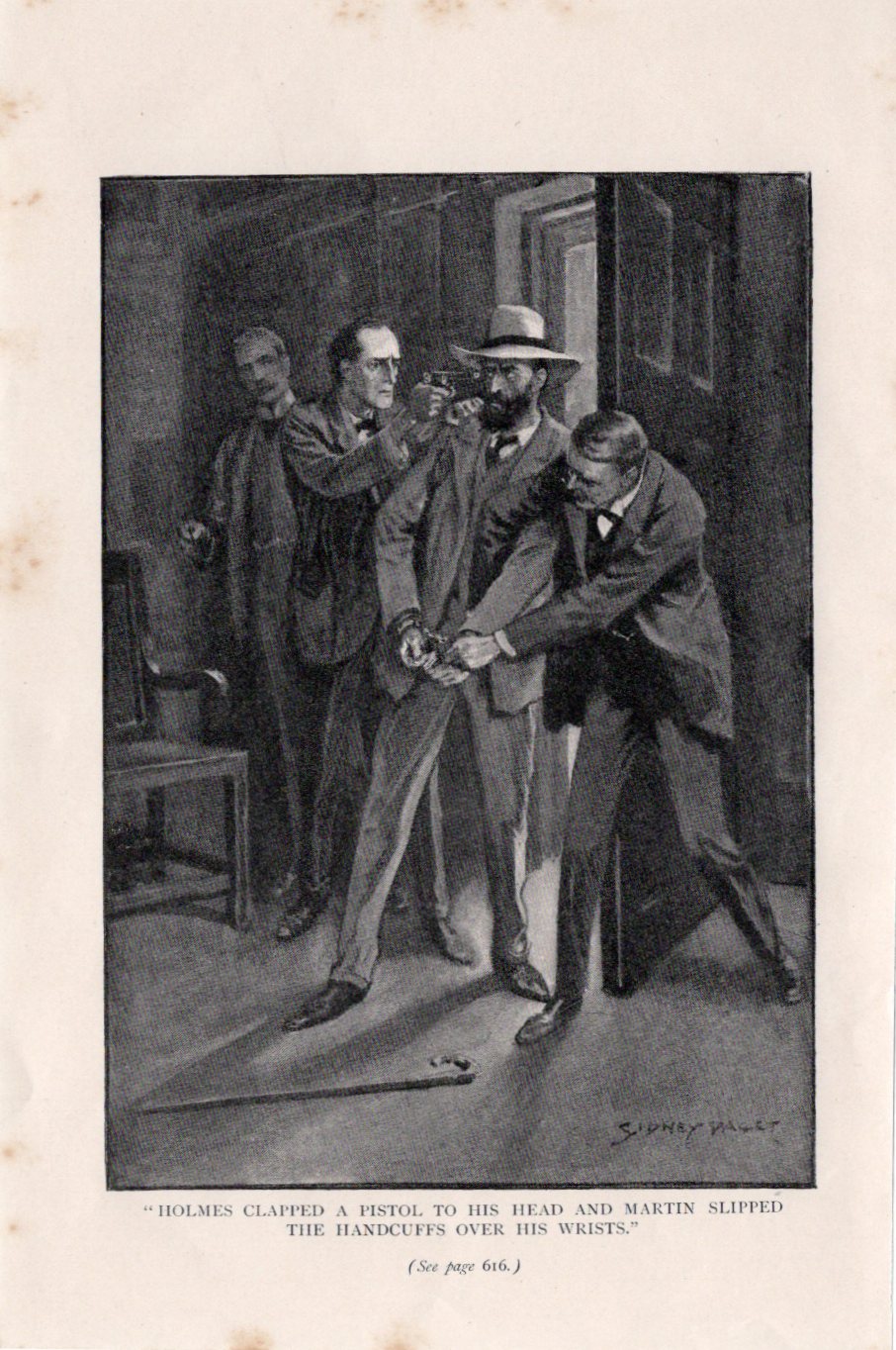 シャーロック・ホームズ《踊る人形》挿絵(逮捕の瞬間)/シドニー・パジェット(1903年)