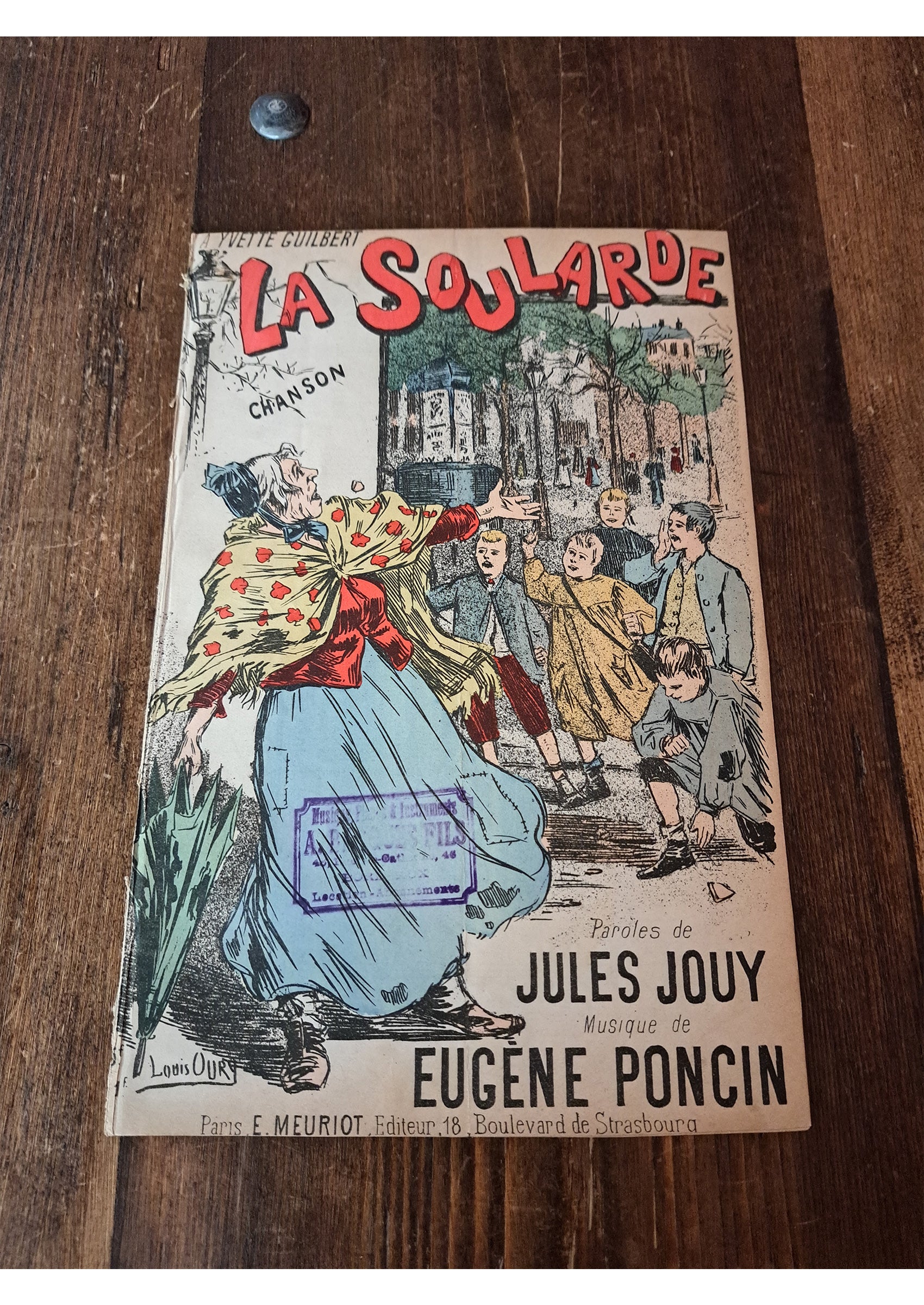 イヴェット・ギルベール ≪酔っ払い(La Soularde)≫ のシャンソン楽譜平置き