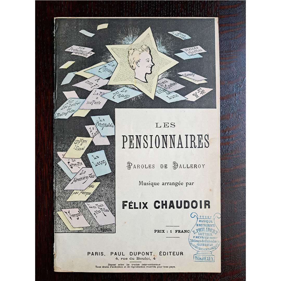 Yvette Guilbert "Les Pensionnaires" ca.1900 Chanson sheet music
