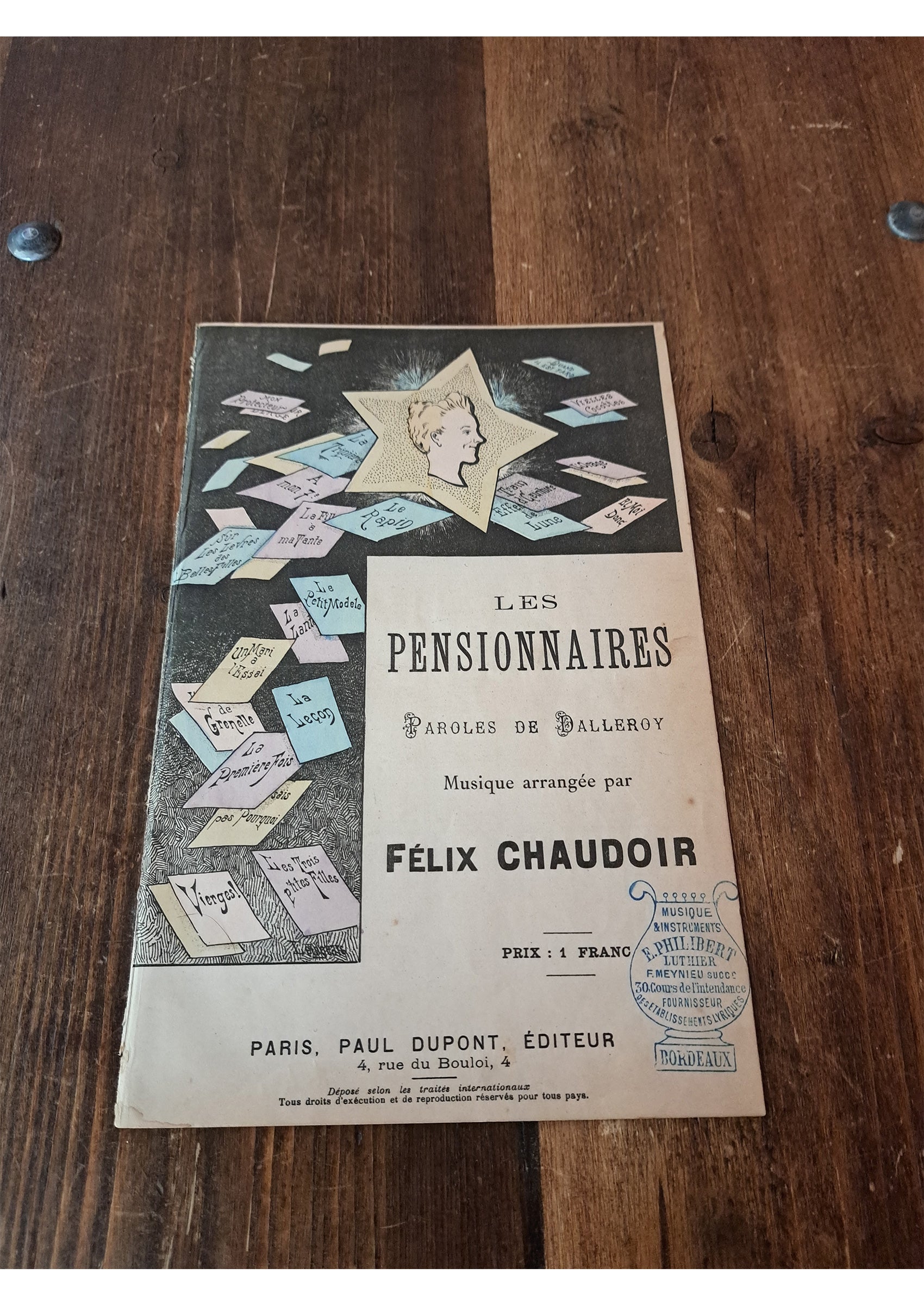 Yvette Guilbert "Les Pensionnaires" ca.1900 Chanson sheet music