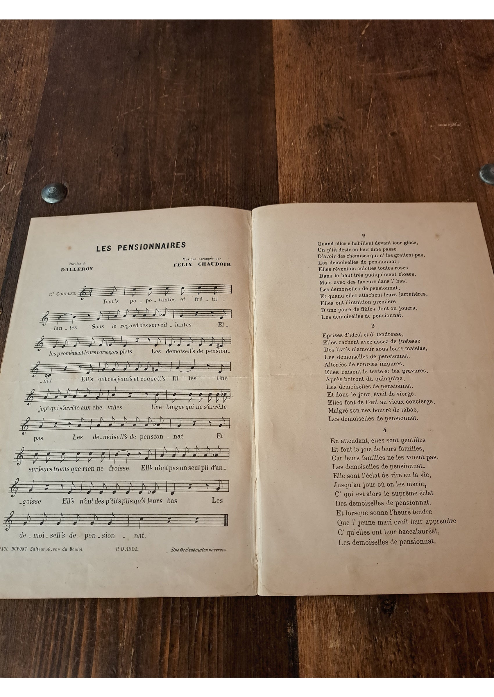 イヴェット・ギルベール ≪寄宿学校のお嬢さん(Les Pensionnaires)≫ ca.1900年 シャンソン楽譜