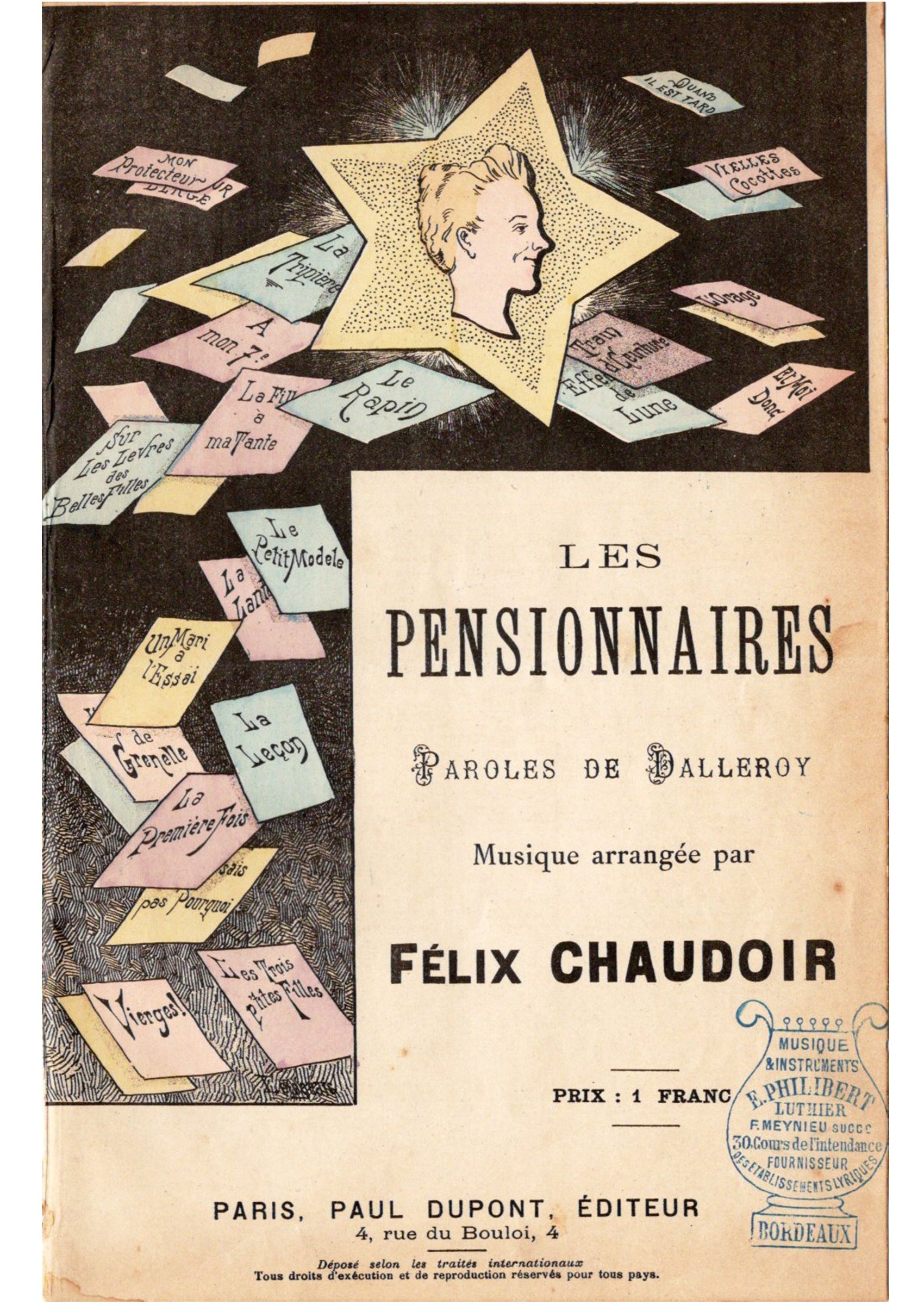 イヴェット・ギルベール ≪寄宿学校のお嬢さん(Les Pensionnaires)≫ ca.1900年 シャンソン楽譜