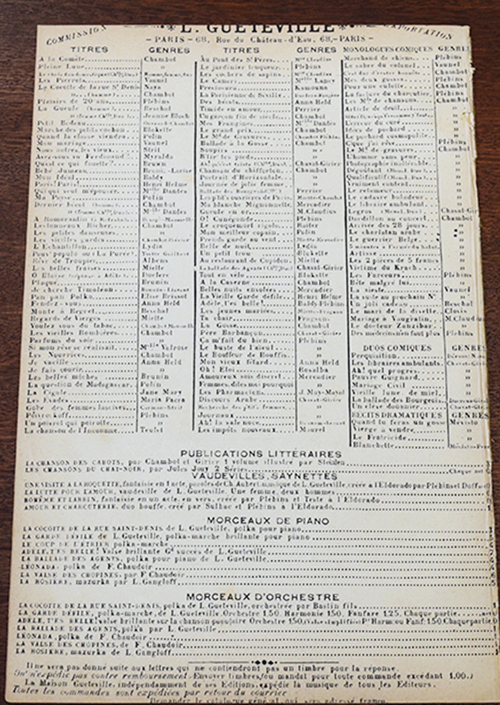 "Careful of the Wind (Prends garde au vent)" ca.1900 chanson sheet music