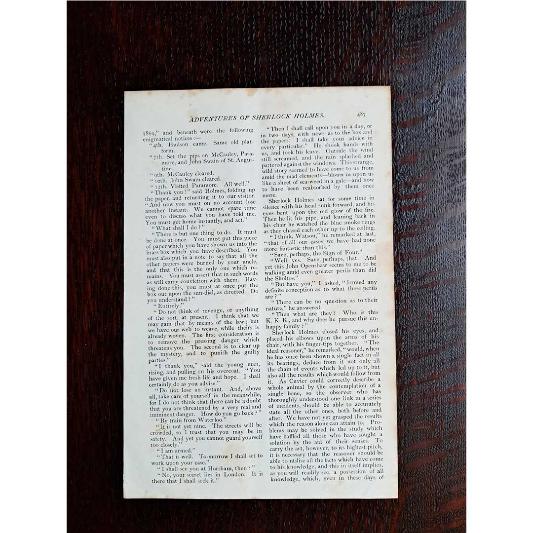 シャーロック・ホームズ《オレンジの種五つ》(暖炉の火を見つめるホームズ)/シドニー・パジェット(1891年)