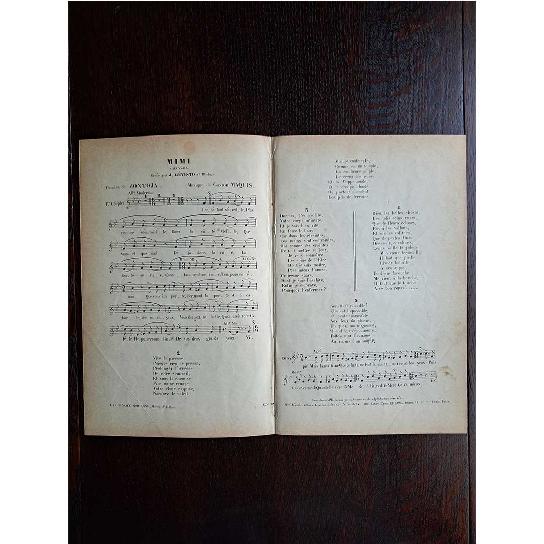 イベルス ≪ミミ(Mimi)≫ アンティークシャンソン楽譜 1892-1893年