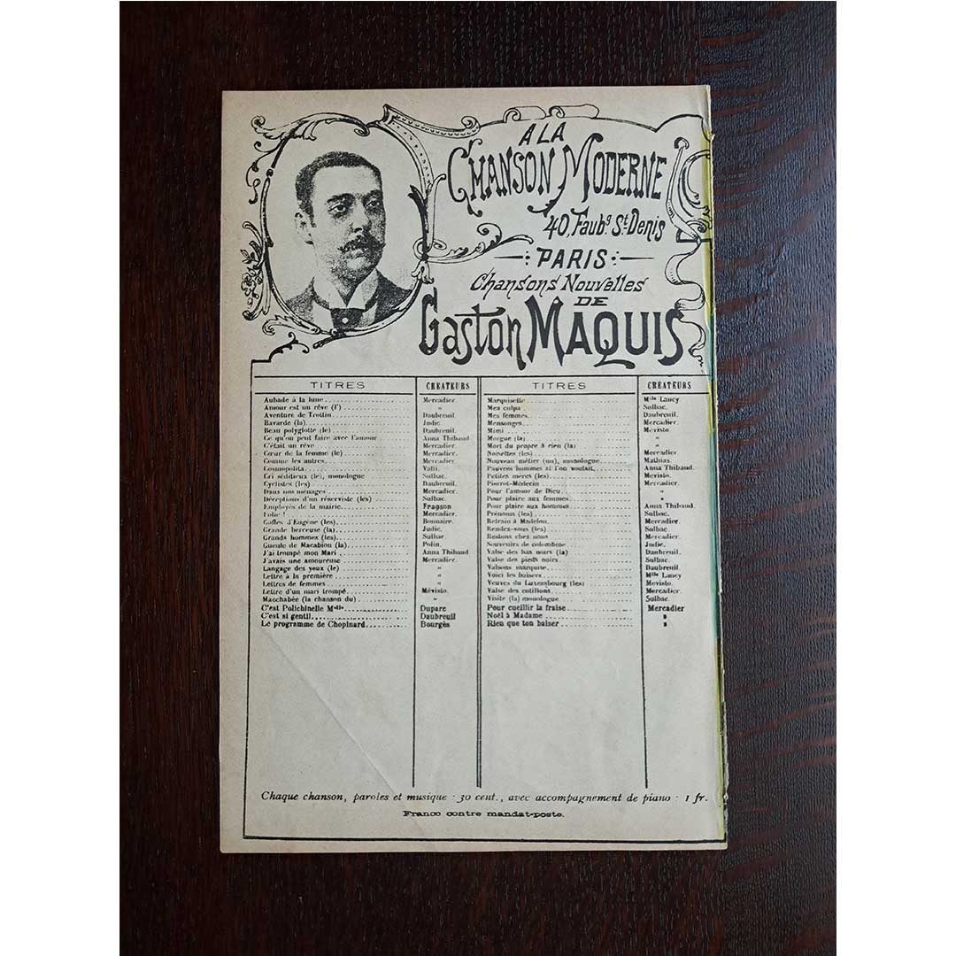 イベルス ≪ミミ(Mimi)≫ アンティークシャンソン楽譜 1892-1893年