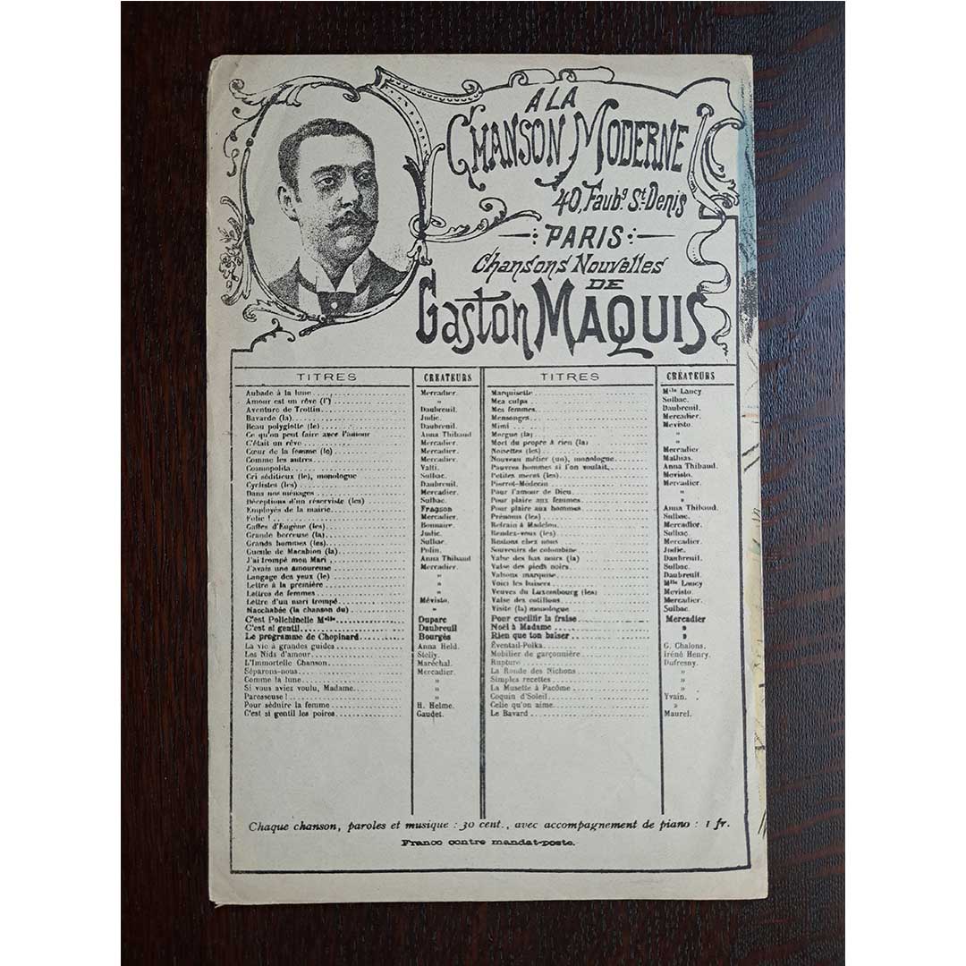 イベルス ≪ピエロの医者(Pierrot Medecin)≫ アンティークシャンソン楽譜 1892-1893年