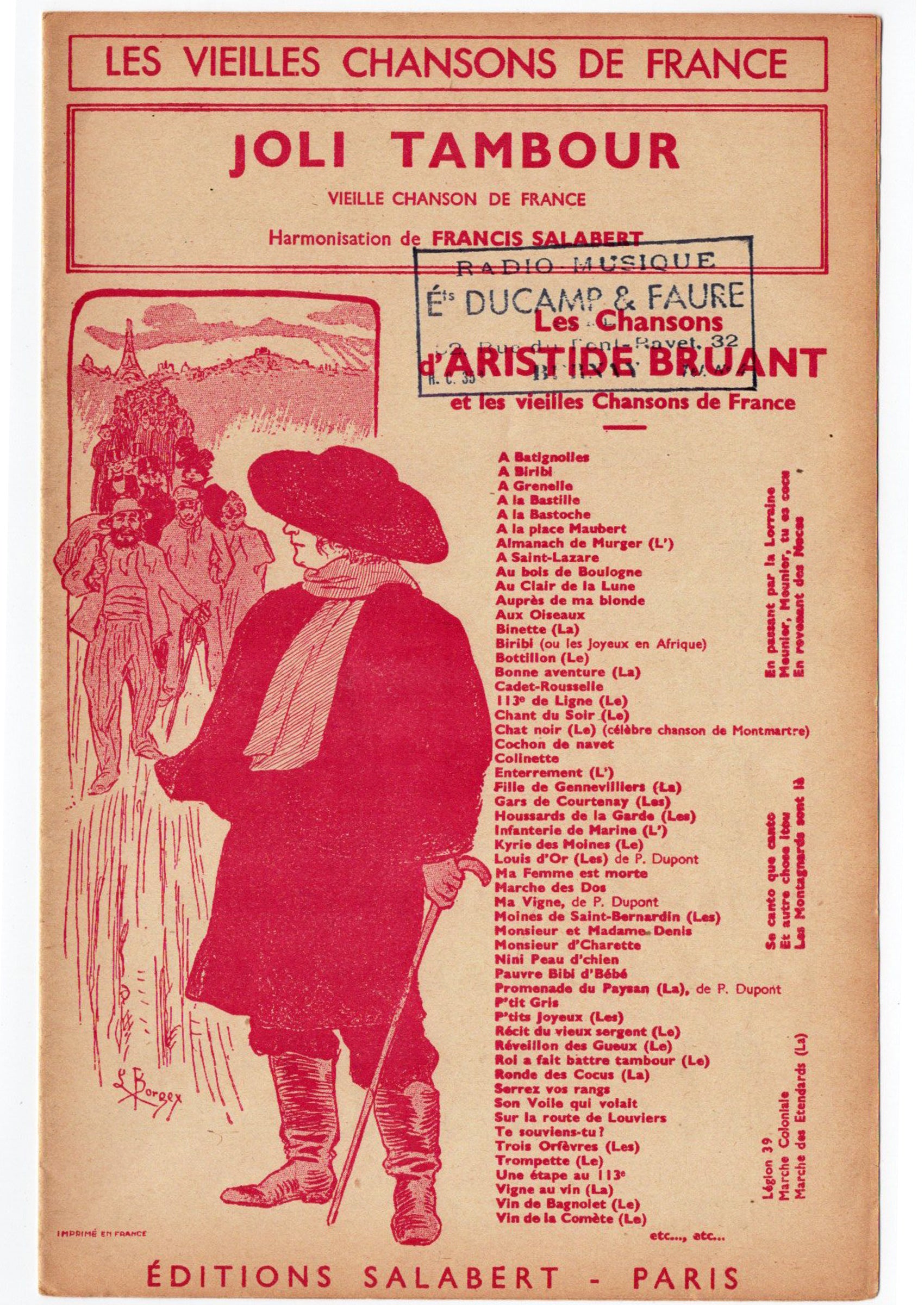≪かわいい太鼓たたき(Joli Tambour)≫ 1930〜40年頃 シャンソン楽譜