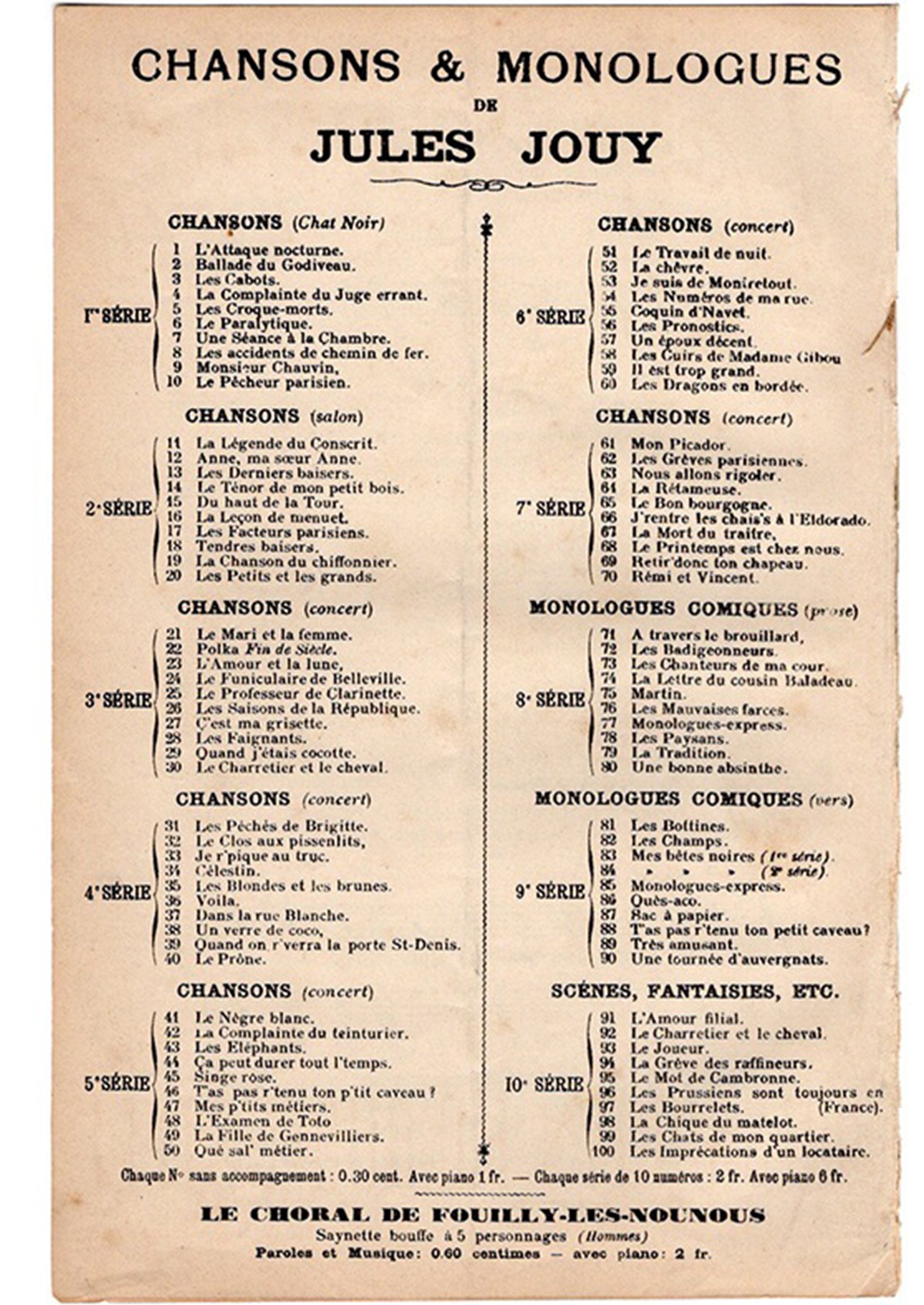 ≪盗まれたパン(Le Pain Volé)≫ ca.1900年 シャンソン楽譜