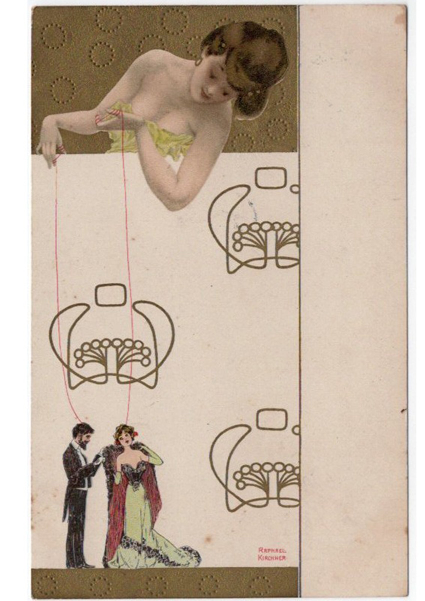 ラファエル・キルヒナー ≪夜会≫ 1900年頃 アンティーク絵はがき