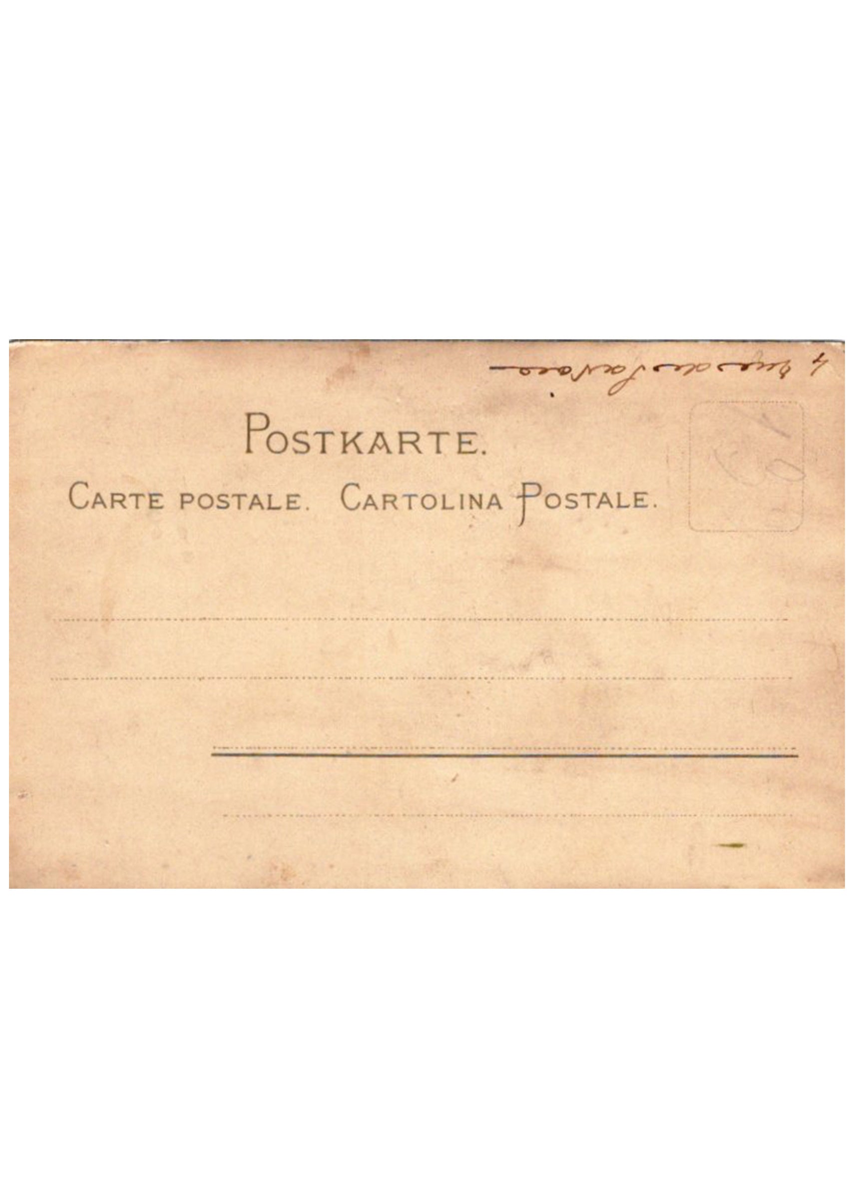 ラファエル・キルヒナー ≪ハープを弾く乙女~ギリシャの乙女~≫ 1900年 アンティーク絵はがき