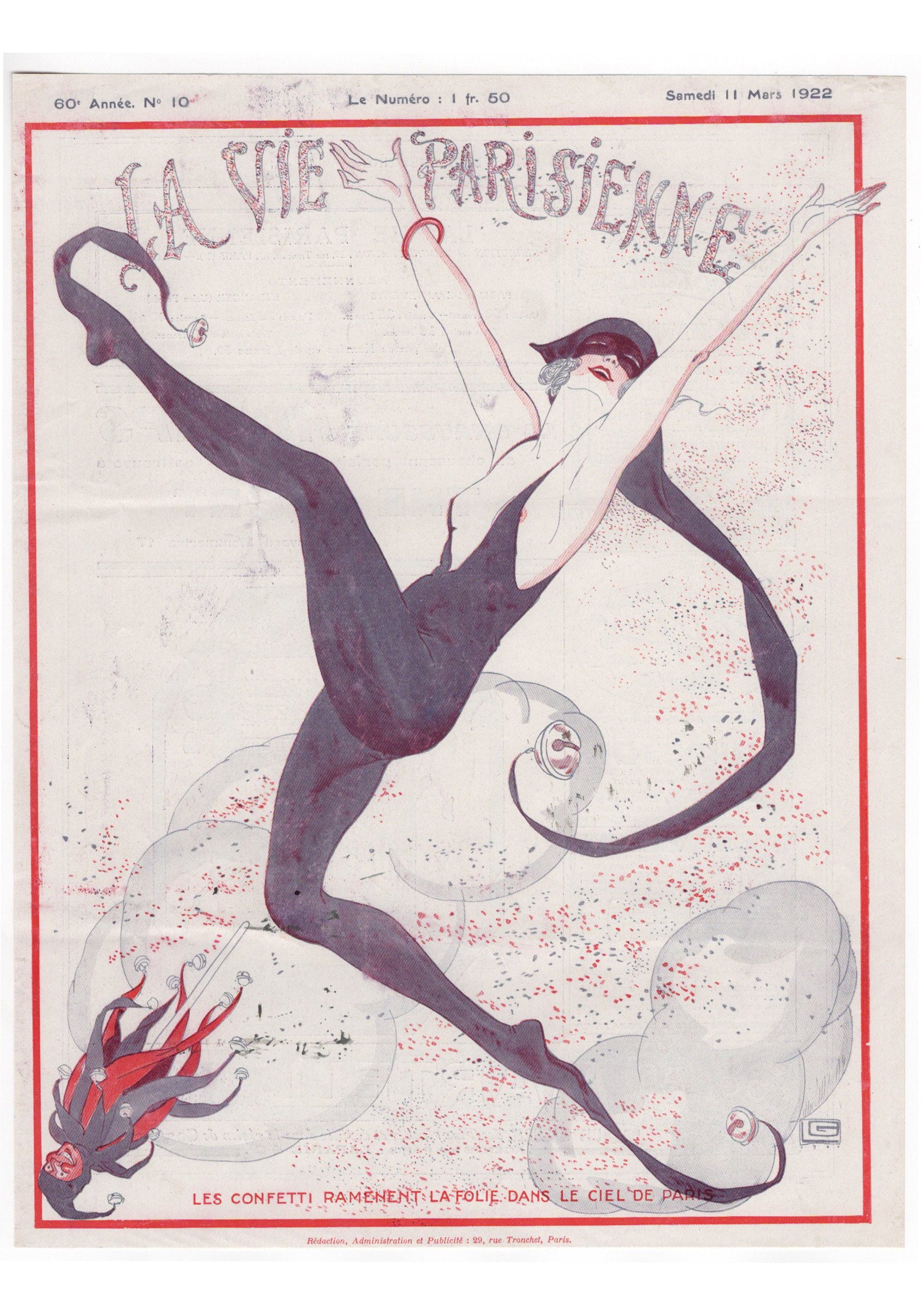 ジョルジュ・レオネック ≪紙吹雪≫ 1922年  『ラ・ヴィ・パリジェンヌ』表紙