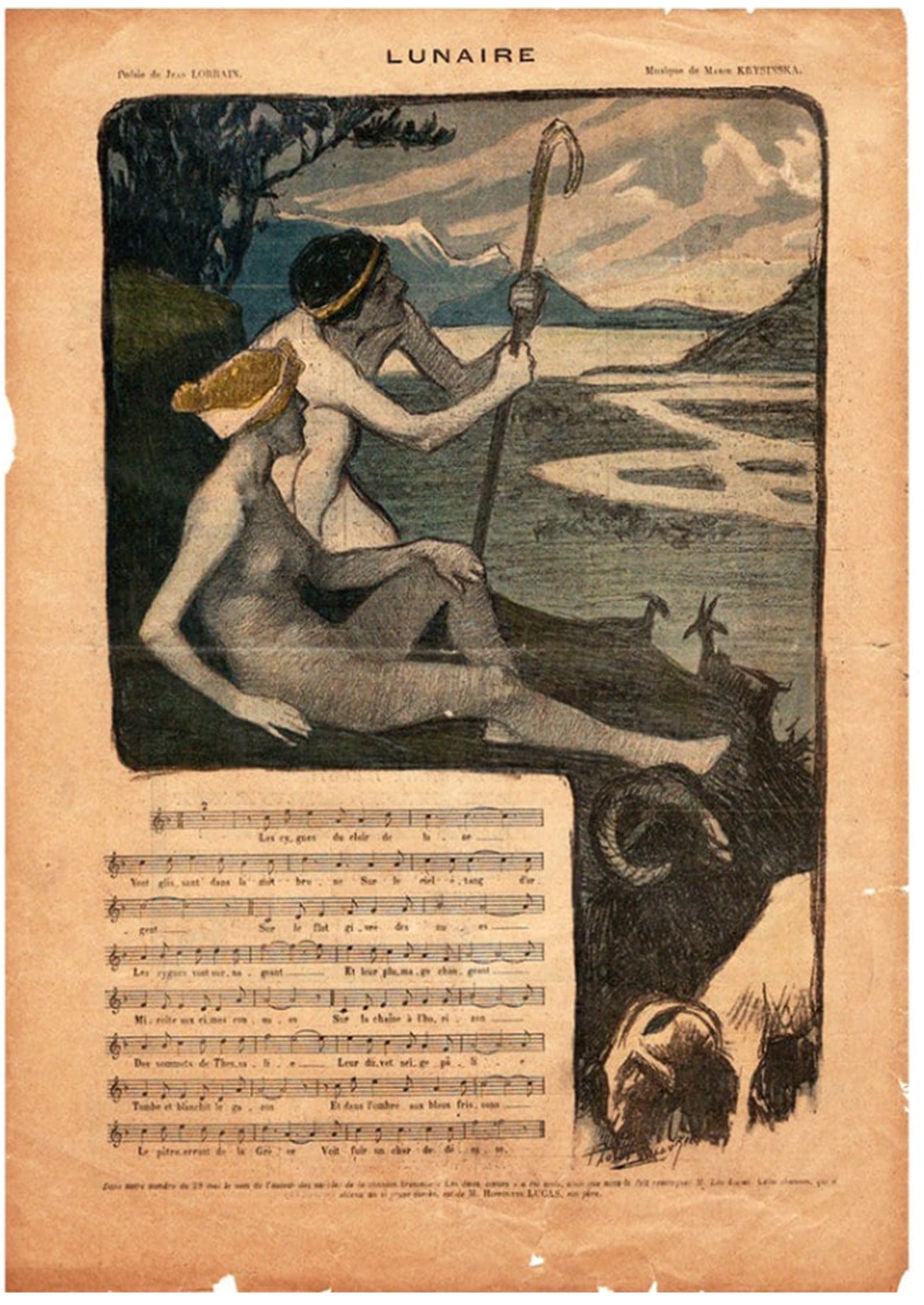 ≪夢想的(Lunaire)≫ 1897年 ジル・ブラス・イリュストレ裏表紙掲載 シャンソン楽譜