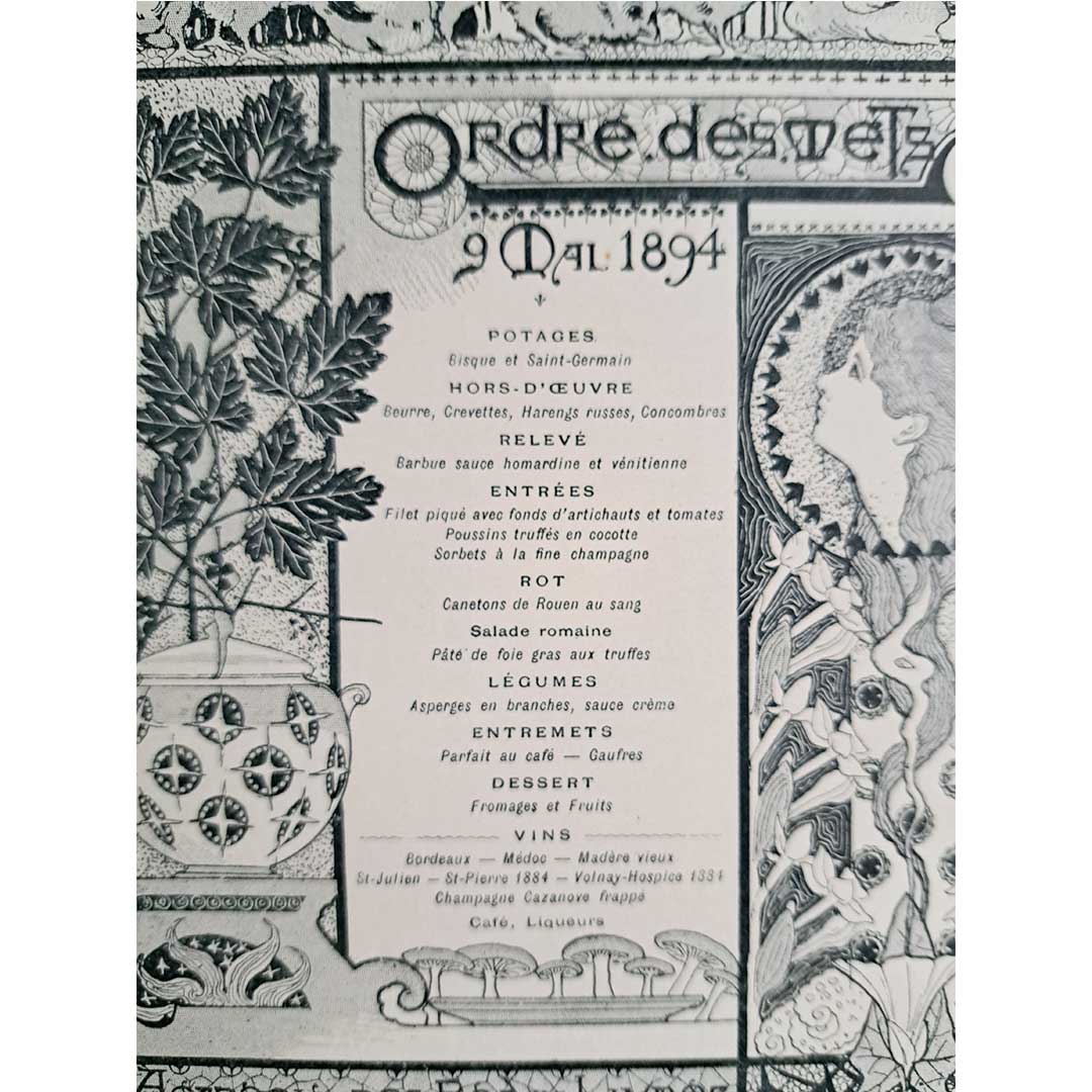 ベル・エポックのフランス料理コースメニュー(1894年)≪オーダー・デ・メット≫ (献立表)
